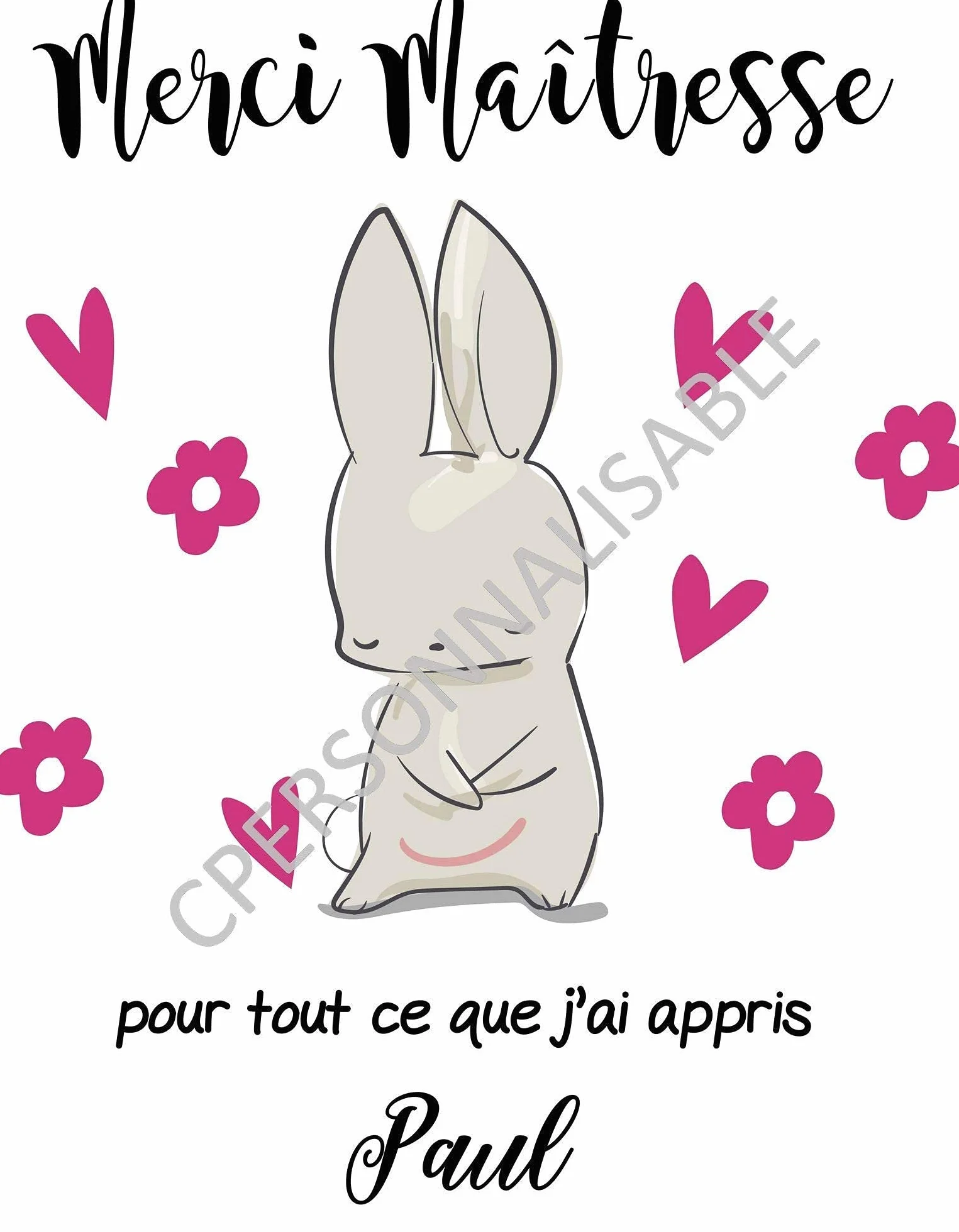 Trousse imprimée coton bio personnalisable cadeau maîtresse institutrice fin d'année