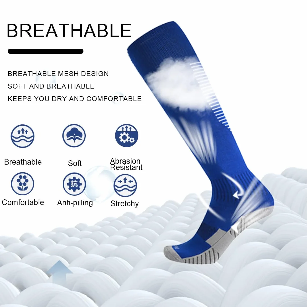 Chaussettes Antidérapantes Foot Enfant Respirantes Absorbantes 5-12 Ans 3 Paires