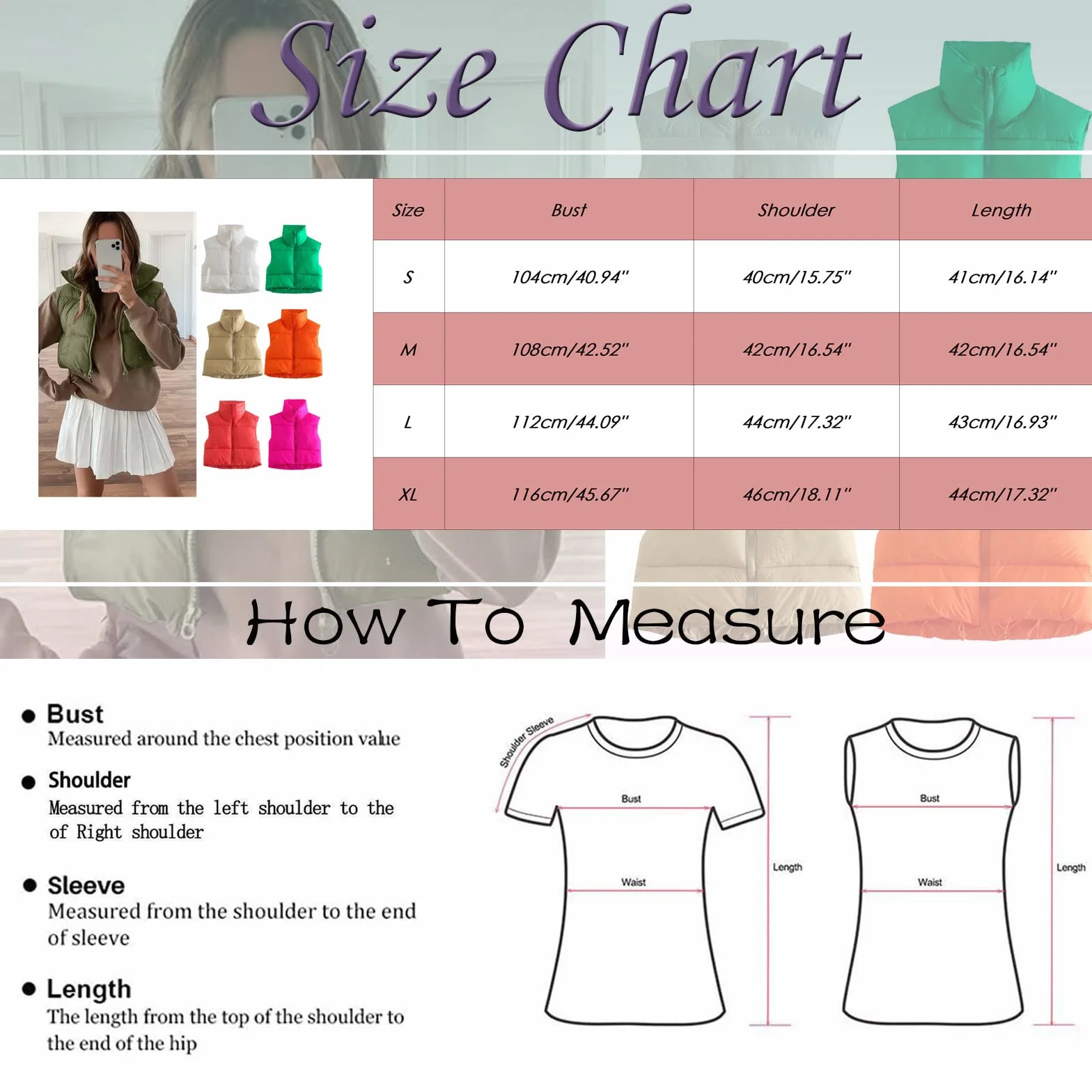 Gilet matelassé sans manches femme court grande taille avec poches cordon réglable hiver
