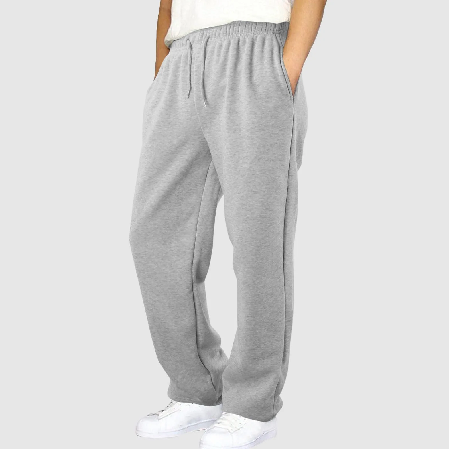 Jogging Homme Pantalon Baggy Large Cargo Ample Taille Élastique Coupe Droite Sport Gris