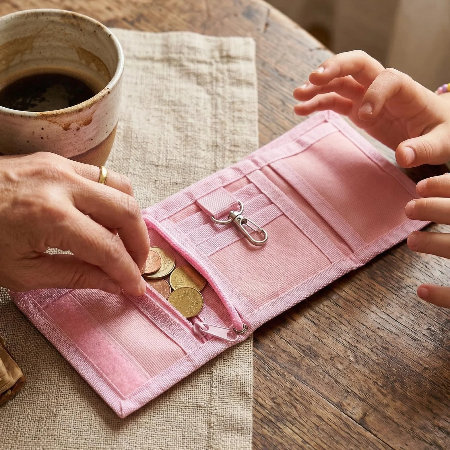 Portefeuille à 3 Volets K-Pop Porte-Cartes avec Fenêtre Transparente pour Carte de Transport (Rose)