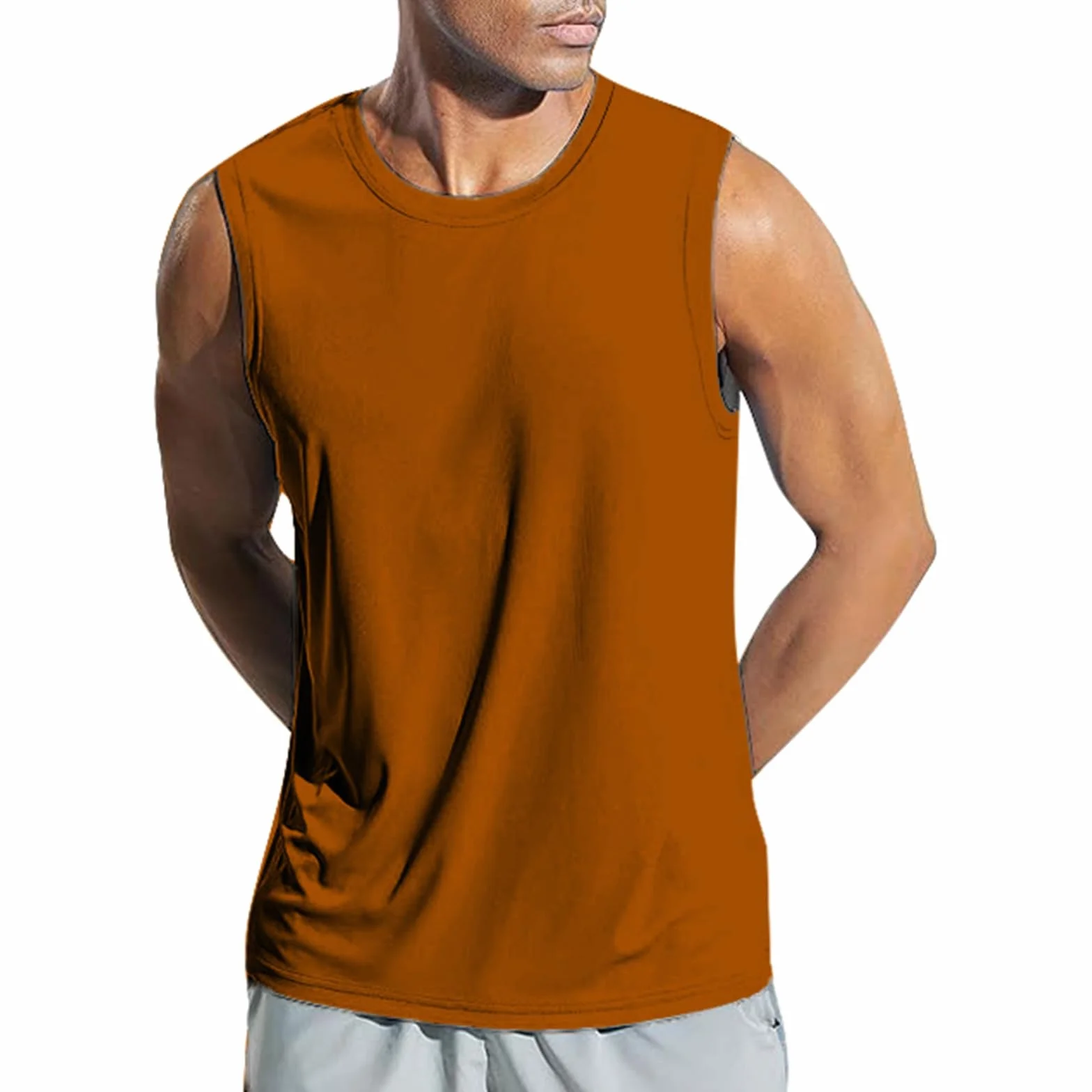 Debardeur Homme Sport Respirant sans Manche Fitness Musculation Marcel Blanc Gilet Imprimé Running 3XL