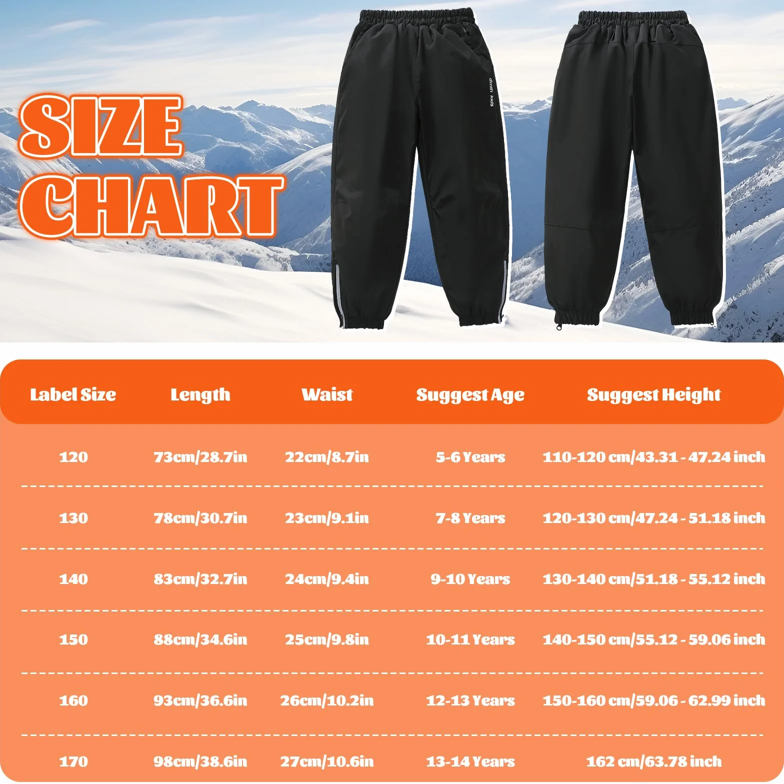 Pantalon Softshell Imperméable Enfant Chaud Doublé Polaire Hiver Coupe-Vent Ski Neige Pluie 5-14 Ans