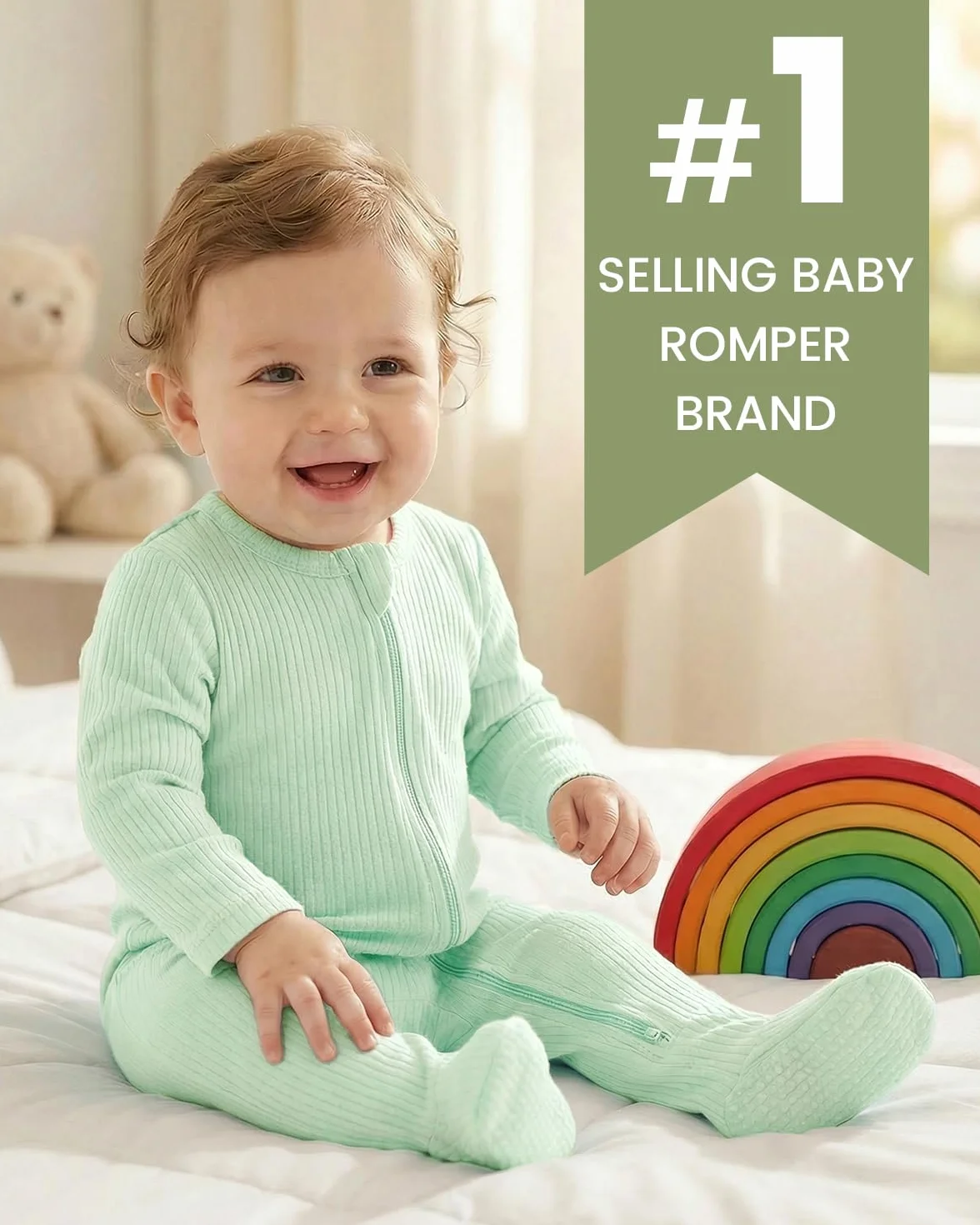 Pyjama Bébé Fille Garçon 100% Coton Combinaison avec Pieds 0-12 Mois 2PCS