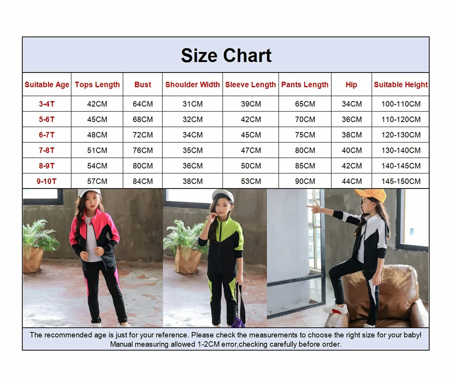amropi Survêtement Filles Veste et Jogging Pantalon Tenue Sport 3-10 Ans