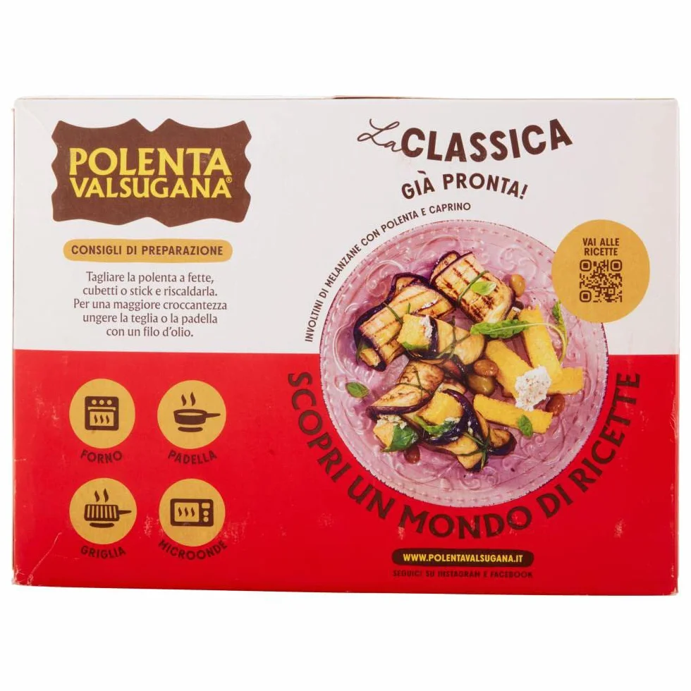 Polenta Valsugana La Classica Lot de 3 plats préparés avec 100 % maïs italien 1200 g