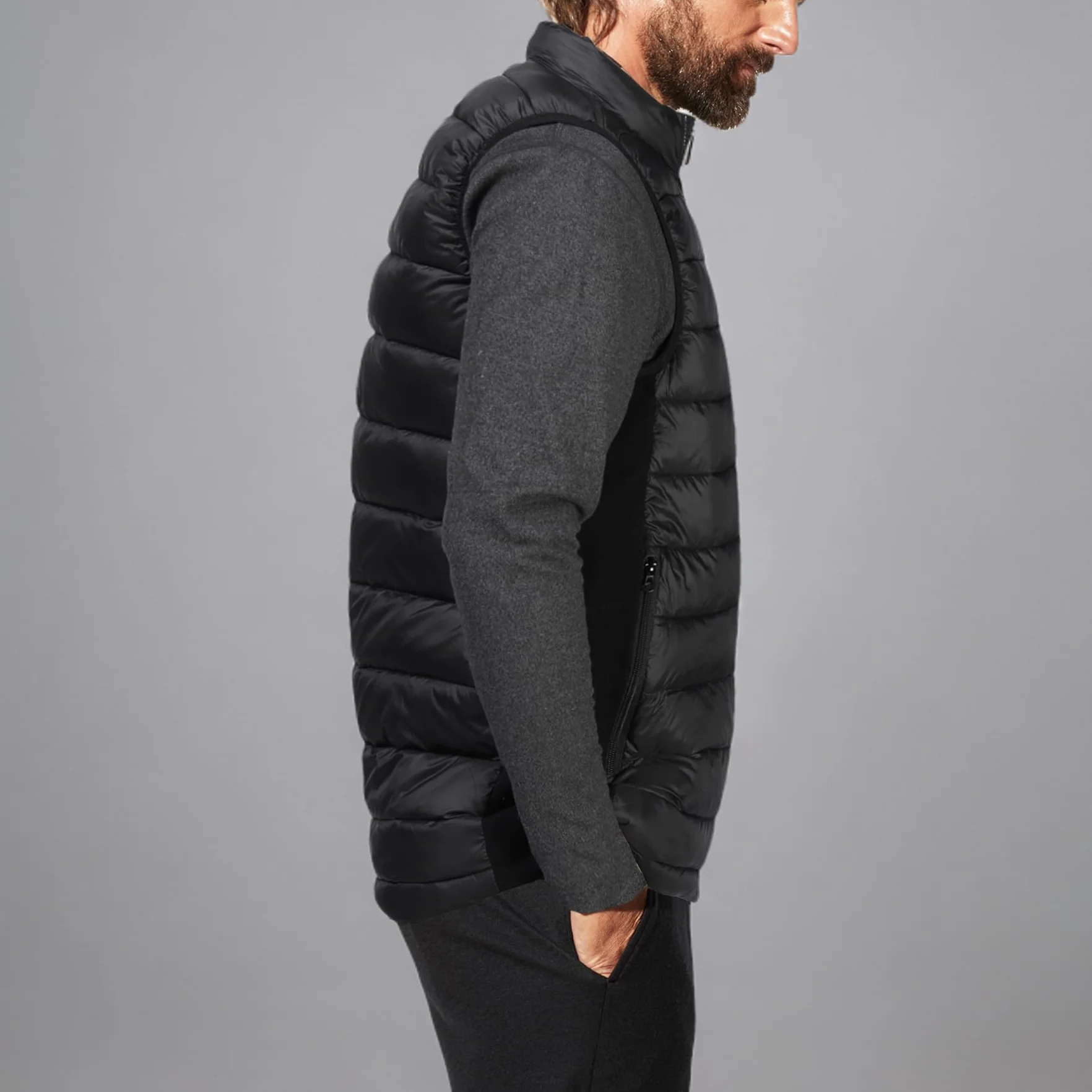 Veste Sans Manche Chauffante Homme 10000 mAh 3 Niveaux 4 Zones Chauffage