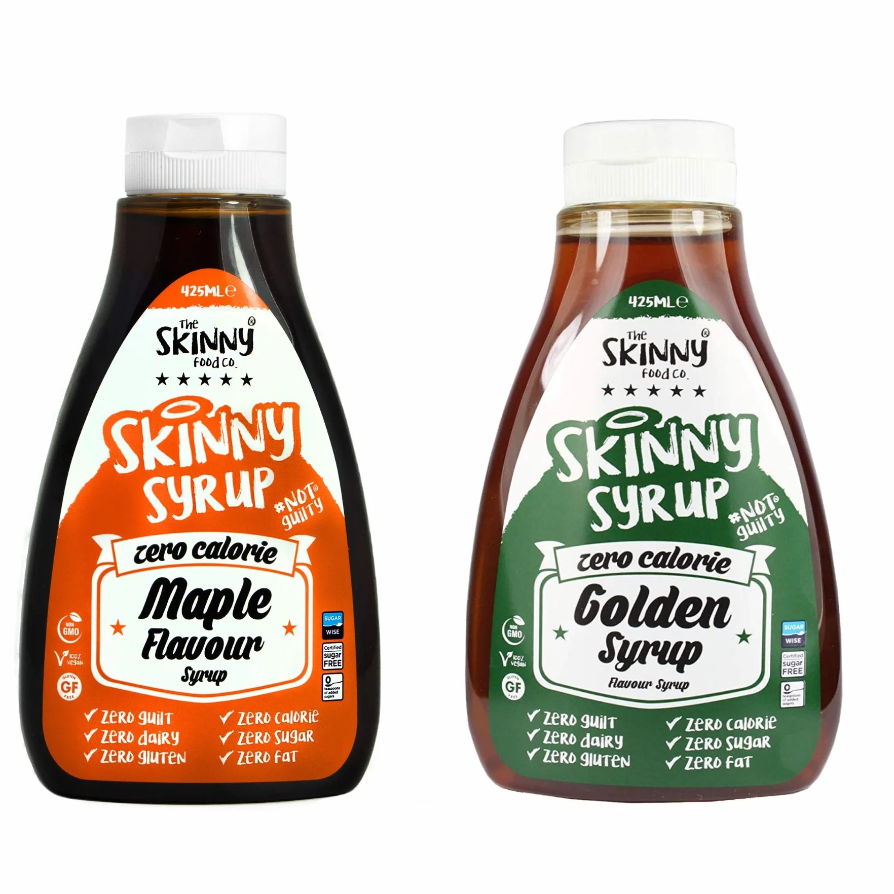 The Skinny Foods Twin Pack Maple & Golden Syrup Flavoured Dessert Topping Syrup,Sugar Free,Zero Calories