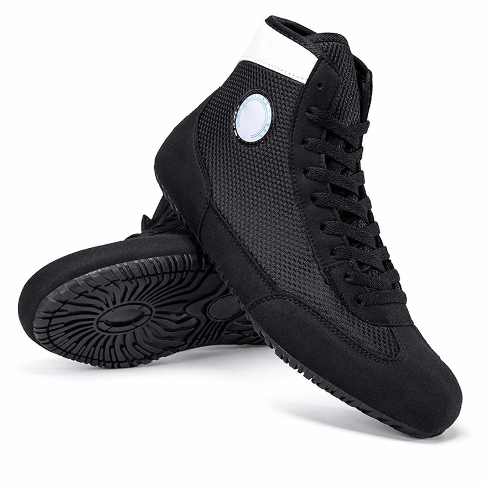 Chaussures de boxe d'entraînement hautes respirantes antidérapantes soutien cheville fitness