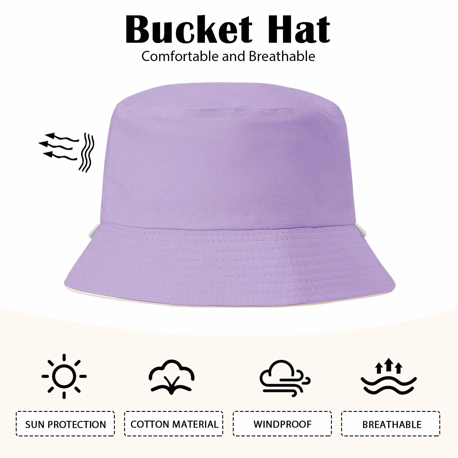 Xnova Bob Chapeaux de Soleil Unisexe Pliable Réversible Anti UV Coton Bucket Hat Corde Coupe-Vent