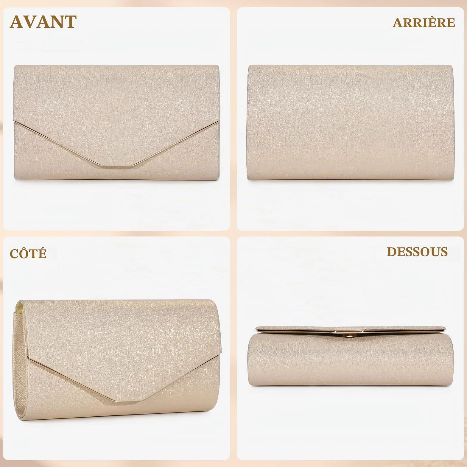 BAIGIO Pochette Enveloppe Femme Sac de Soirée Élégante Petite Sac à Bandoulière Mariage