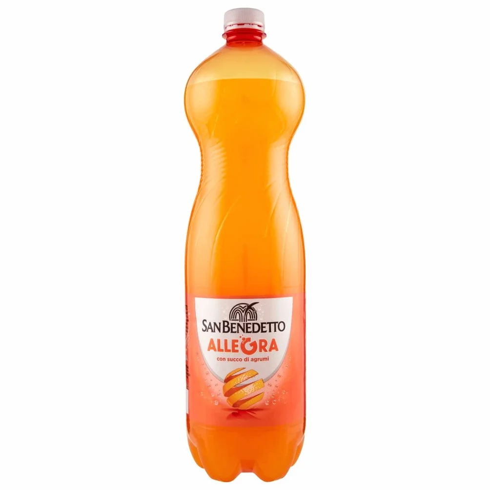 San Benedetto Allegra Aranciata PET Lot de 6 boissons gazeuses Orange limonade 1,5 l