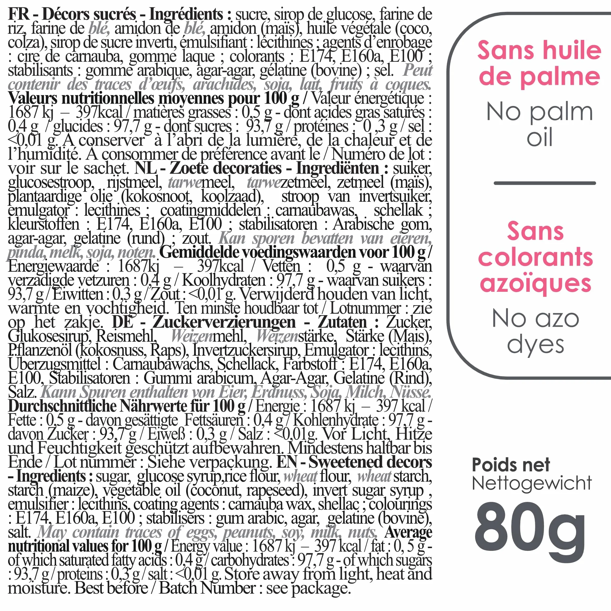 ScrapCooking - Décors Sucrés Féerique 80g - Doré, Argent, Blanc - Perles en Sucre Décoration Pâtisserie, Desserts, Gâteaux, Biscuits, Cupcakes, Anniversaires - Cake Design - 7445