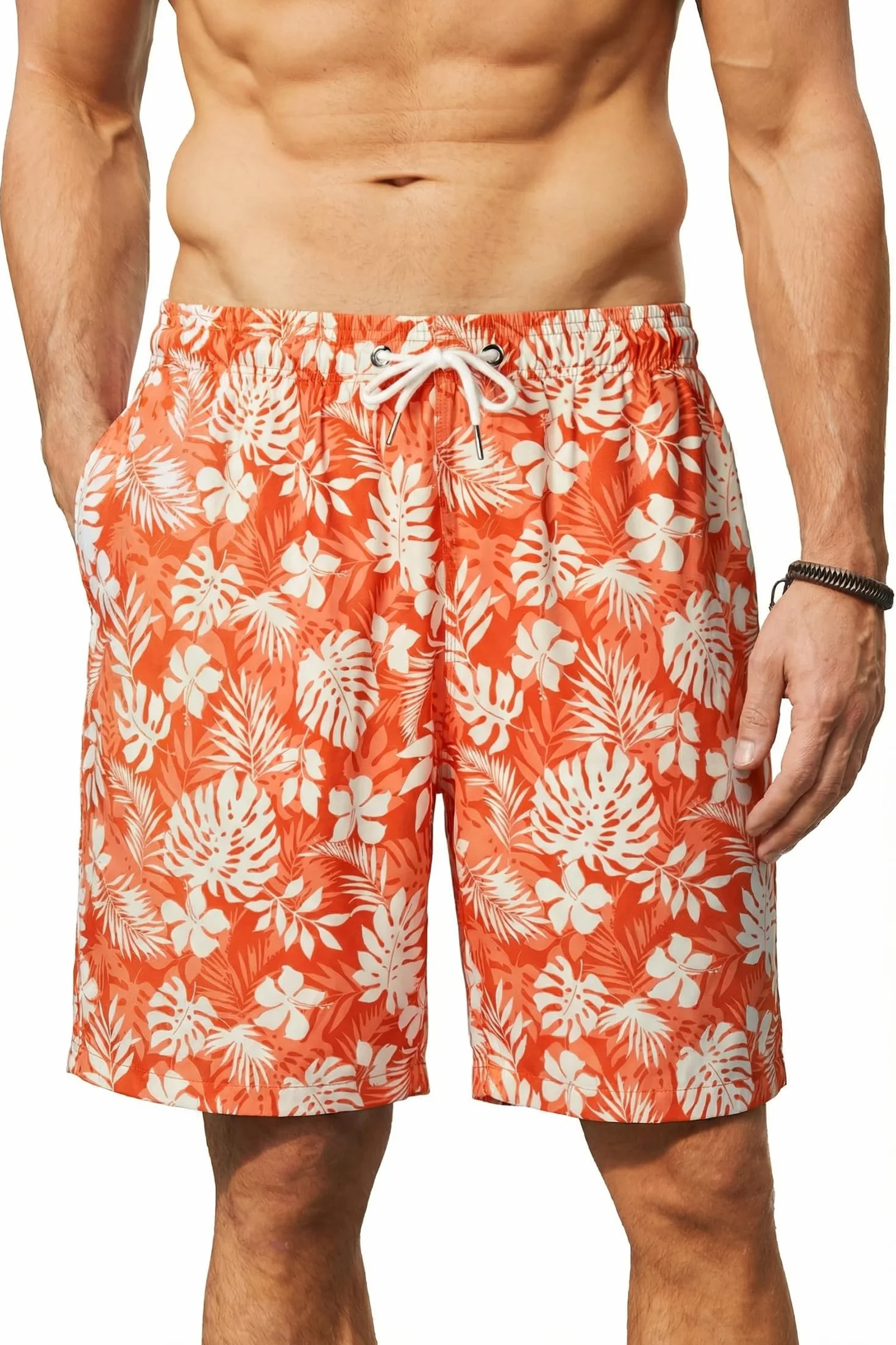 Enlision Short de Bain Homme Séchage Rapide Maillot de Bain Piscine Hawaïen Imprimé Shorts Bermudas Été Léger Surf Natation avec Doublure en Filet S-3XL