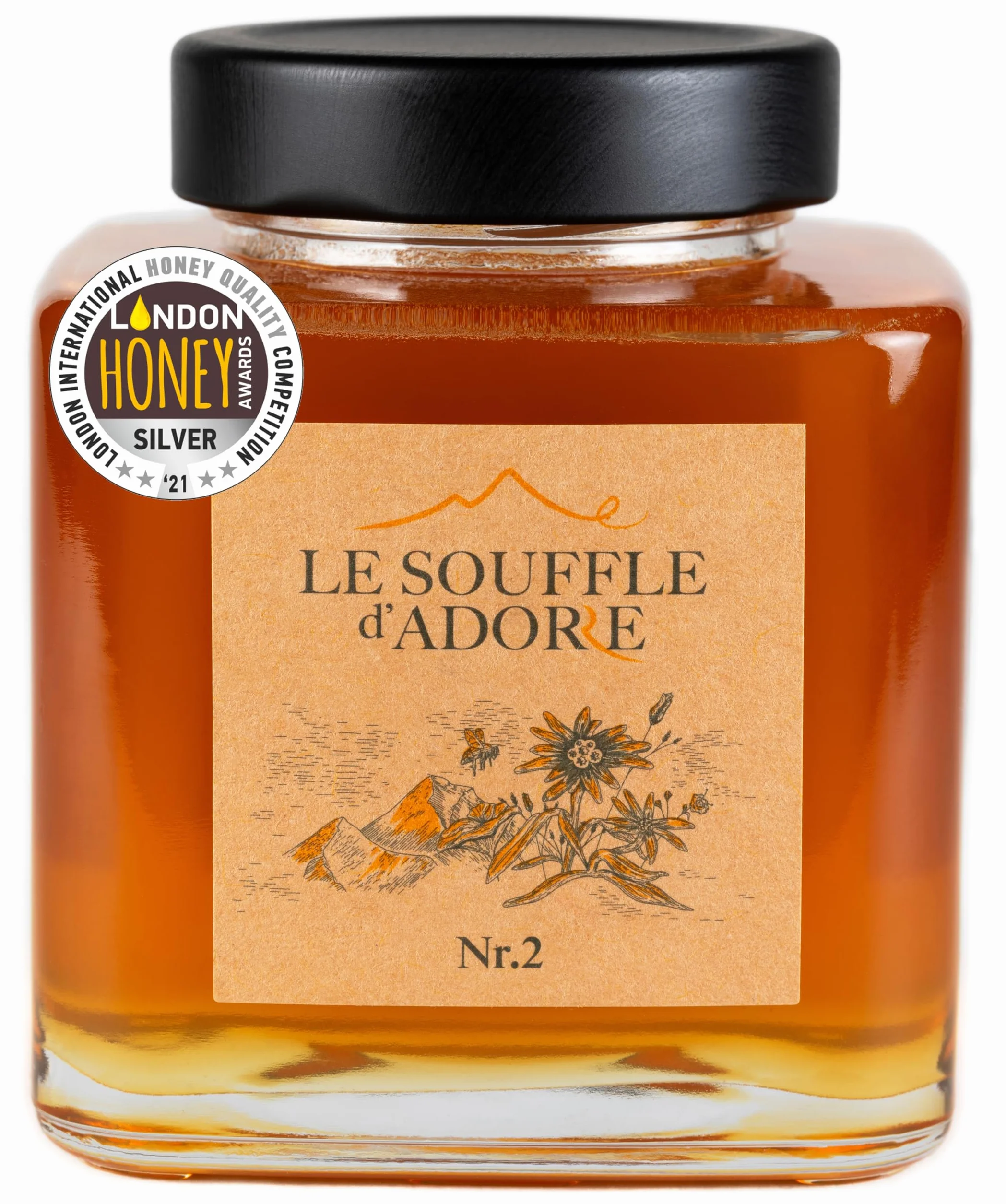 Le Souffle d'Adore Sélection | Miel de Tilleul 100% Naturel – Cru et Non Pasteurisé – Pur, Crémeux et Doux – Sans Sucre ni Additifs – Pot en Verre Premium 500 g – Cadeau Gourmet