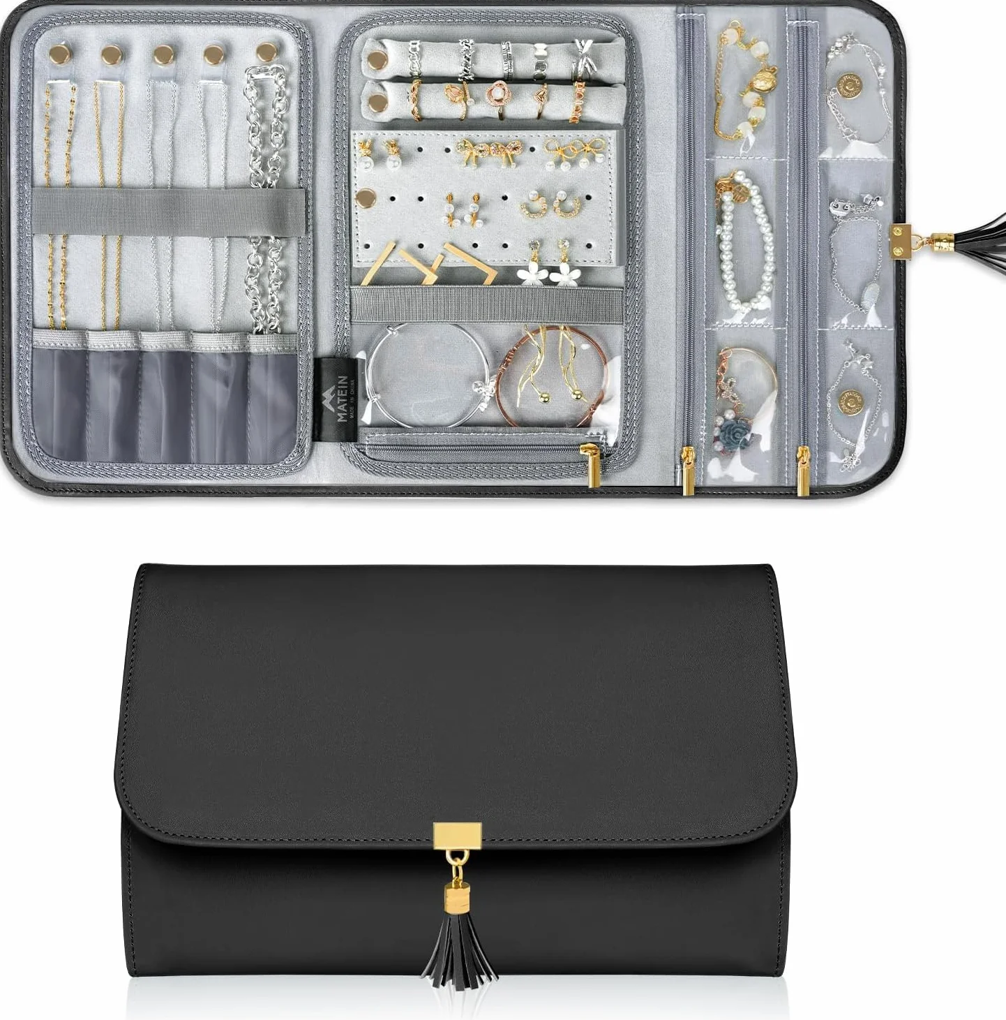 Pochette Bijoux Voyage Velours Rangement Bijoux Porte Bijoux Femmes Sac Organisateur Colliers Bracelets Boucles d'oreilles Voyage