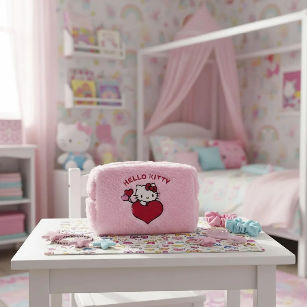 Hello Kitty Trousse de Toilette Fourrure Rose Sanrio