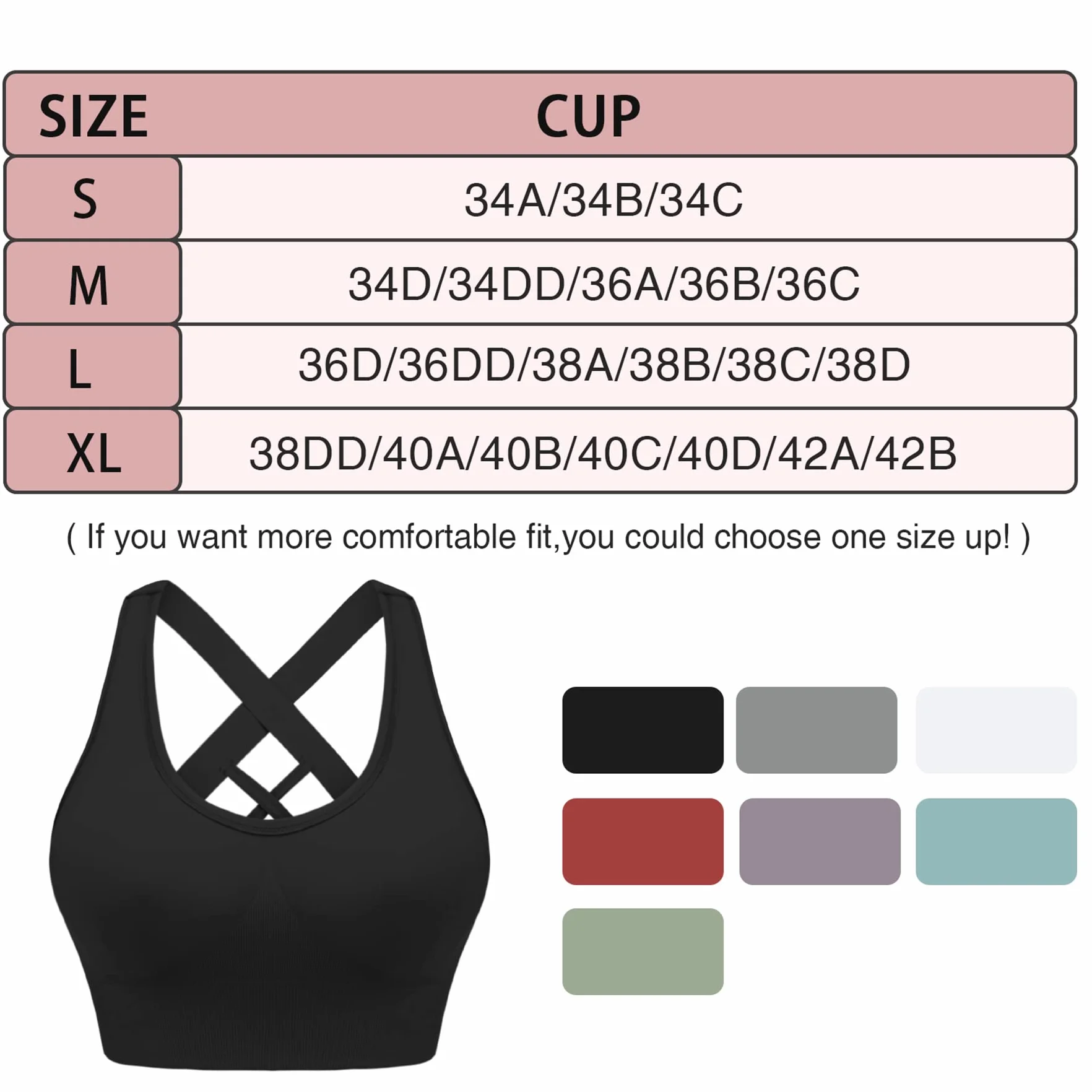Soutien-Gorge de Sport Femme sans Armature Coussinets Amovibles Fitness Yoga S-XL