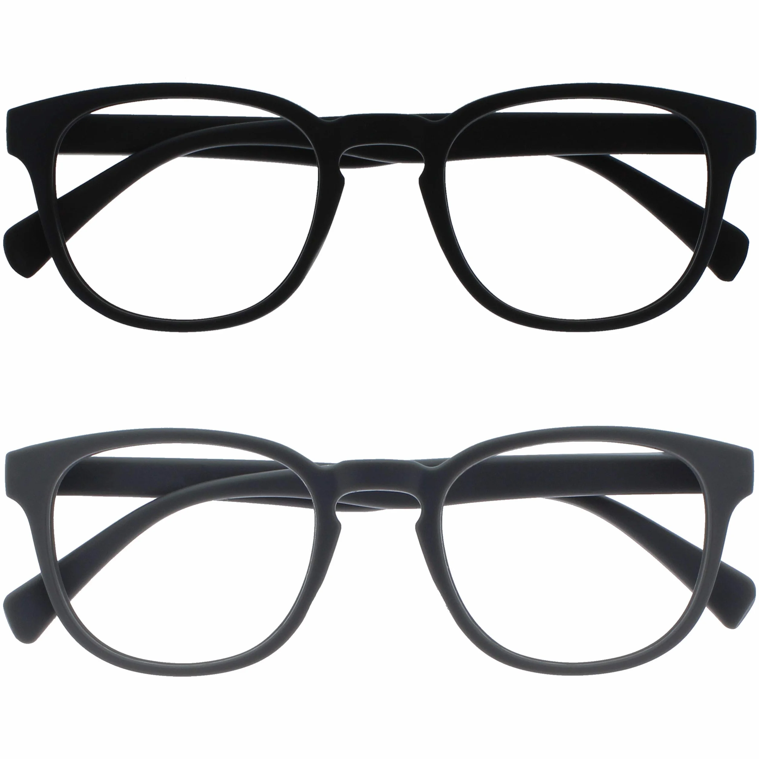OPULIZE Lunettes De Lecture Rétro Rond Lisse Noir Mat Gris Hommes Femmes Charnières Ressort RR2-17 +1,50
