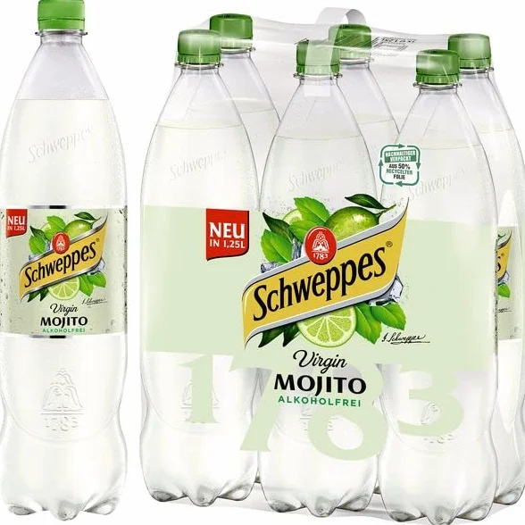 Schweppes Virgin Mojito inc. Pfand (6 x 1,25l) boisson gazeuse gazeuse