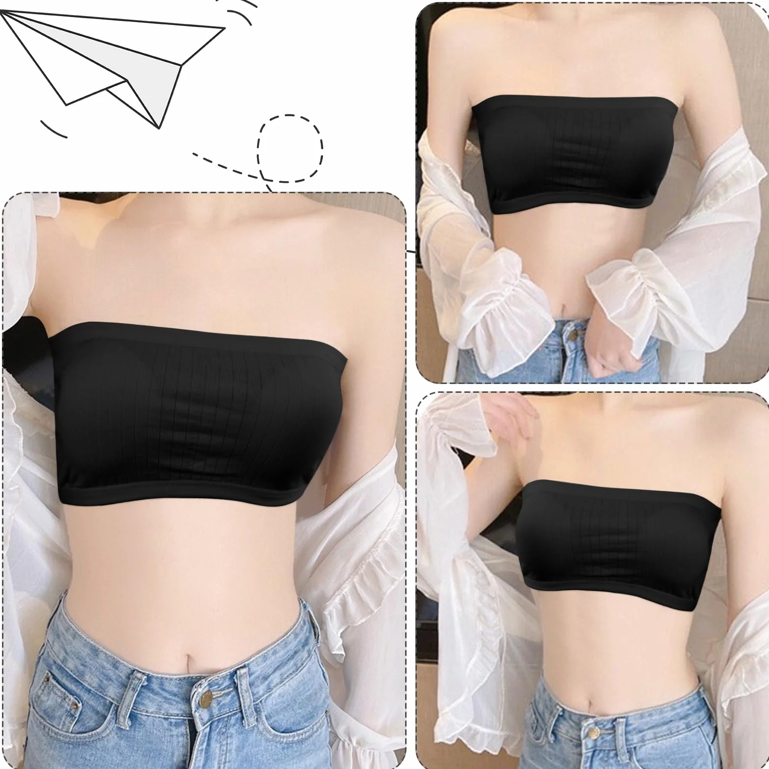 Soutien-Gorge Sport Filles sans Bretelles Bralette Coton avec Coussinets Amovibles 13-18 Ans