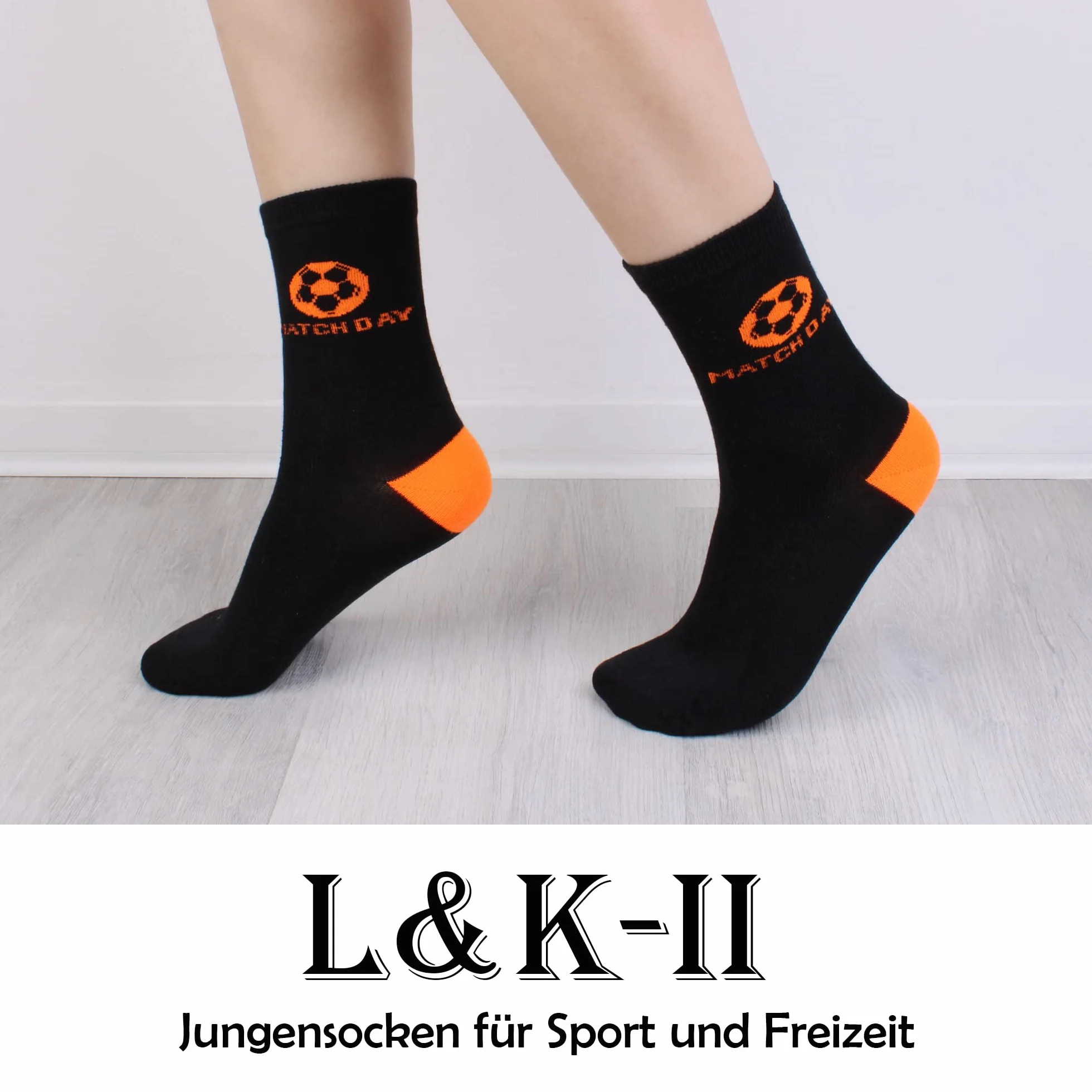 L&K-II 10/12 Chaussettes enfants coton hiver motifs fusée football Dino