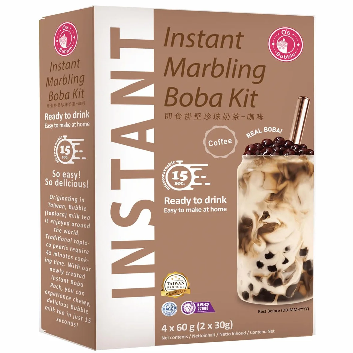 INSTANT MARBLING BOBA KIT COFFEE 4X60GR O'SBUBBLE