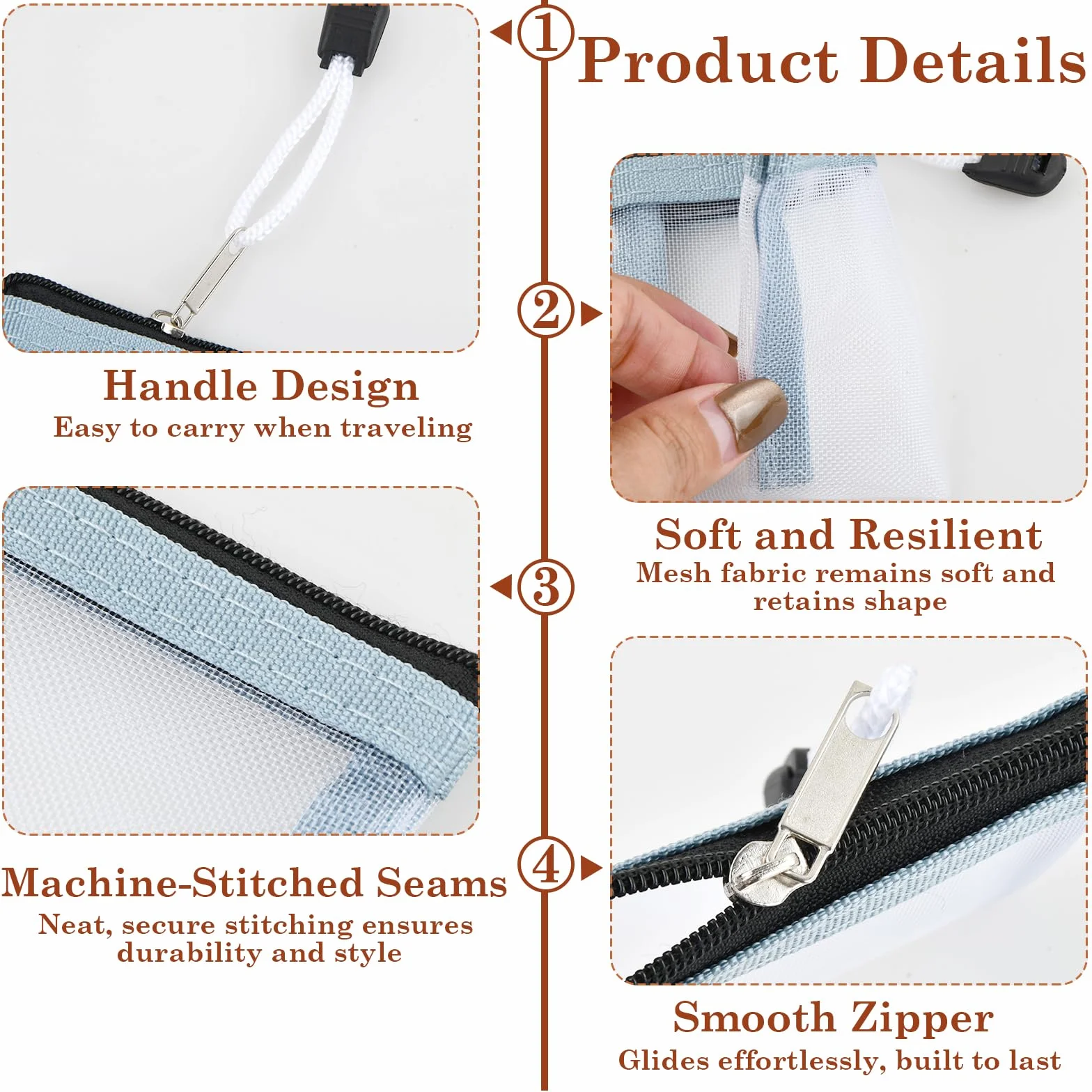 Trousse de Maquillage Petite en Maille, Mini Trousse de Toilette Voyage Imperméable avec Fermeture Éclair