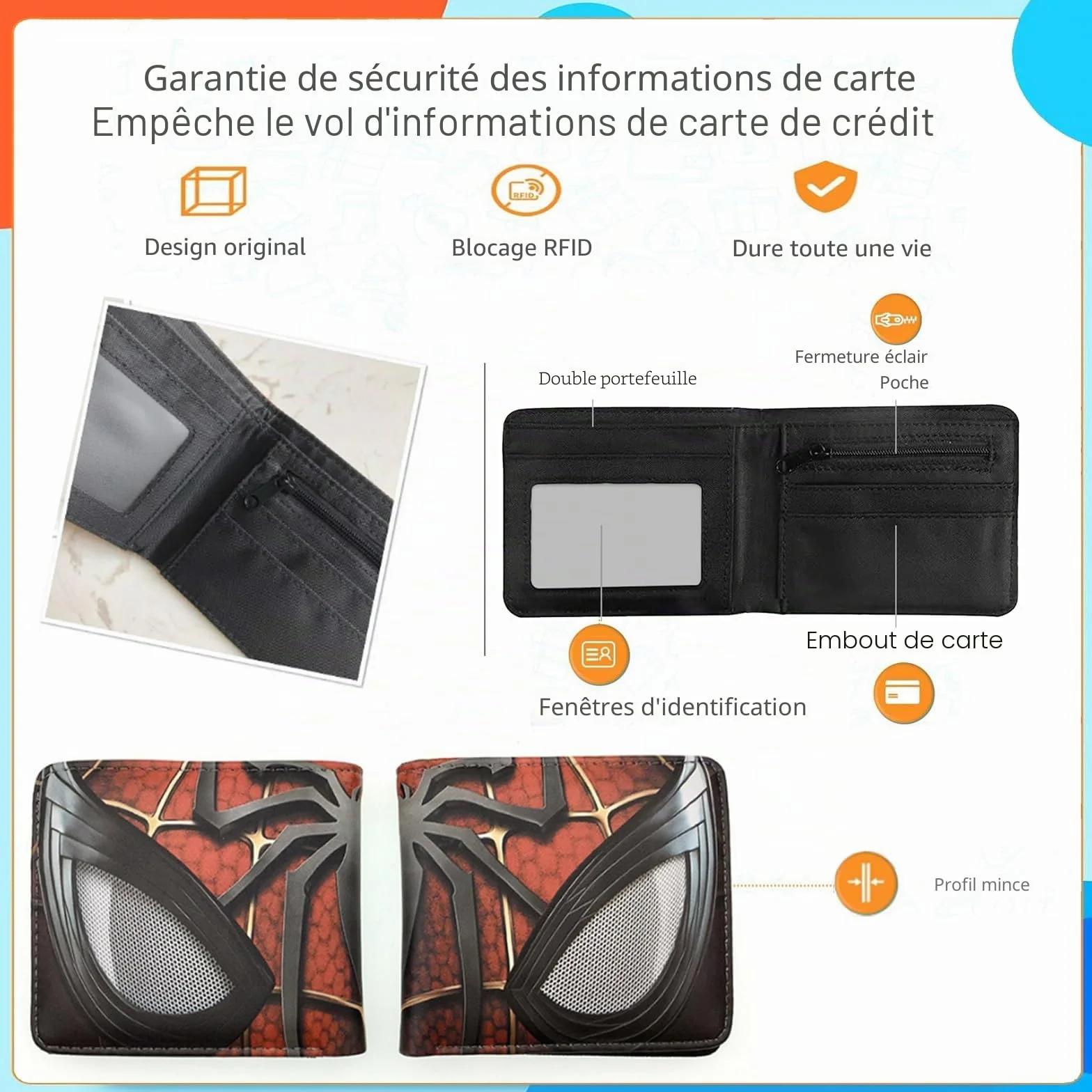 Porte-monnaie Spider Man pour Enfants - Super-héros Dessin Animé - Cadeau