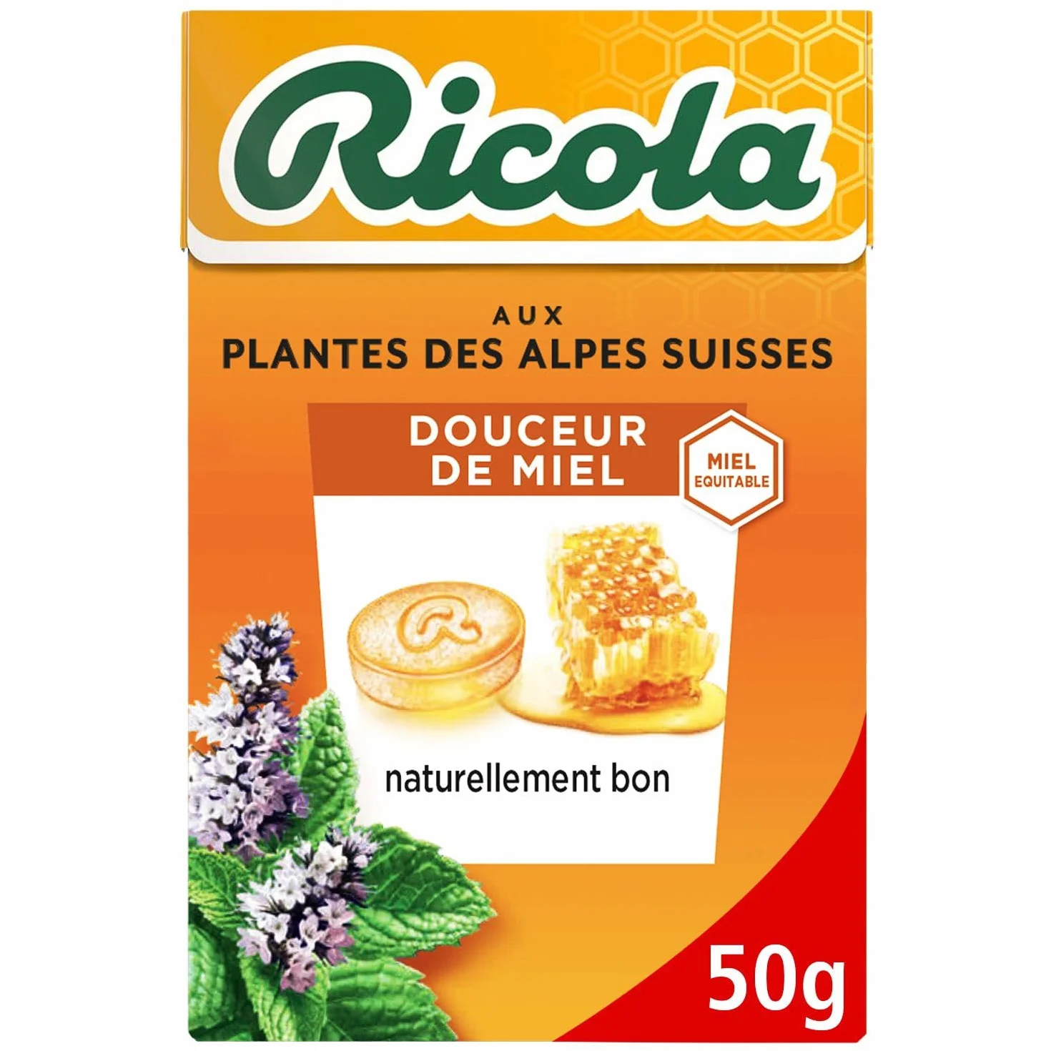 Ricola Bonbons aux Plantes Suisses Miel et Plantes Sans Sucres 20 Boîtes 50g