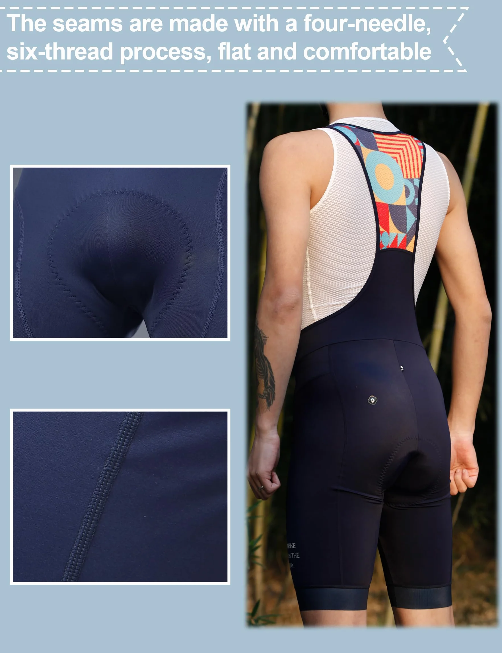 INBIKE Cuissards Vélo Homme Bretelle Impressions 3D Rembourré Ergonomique Bib Short Cyclisme VTT CX022