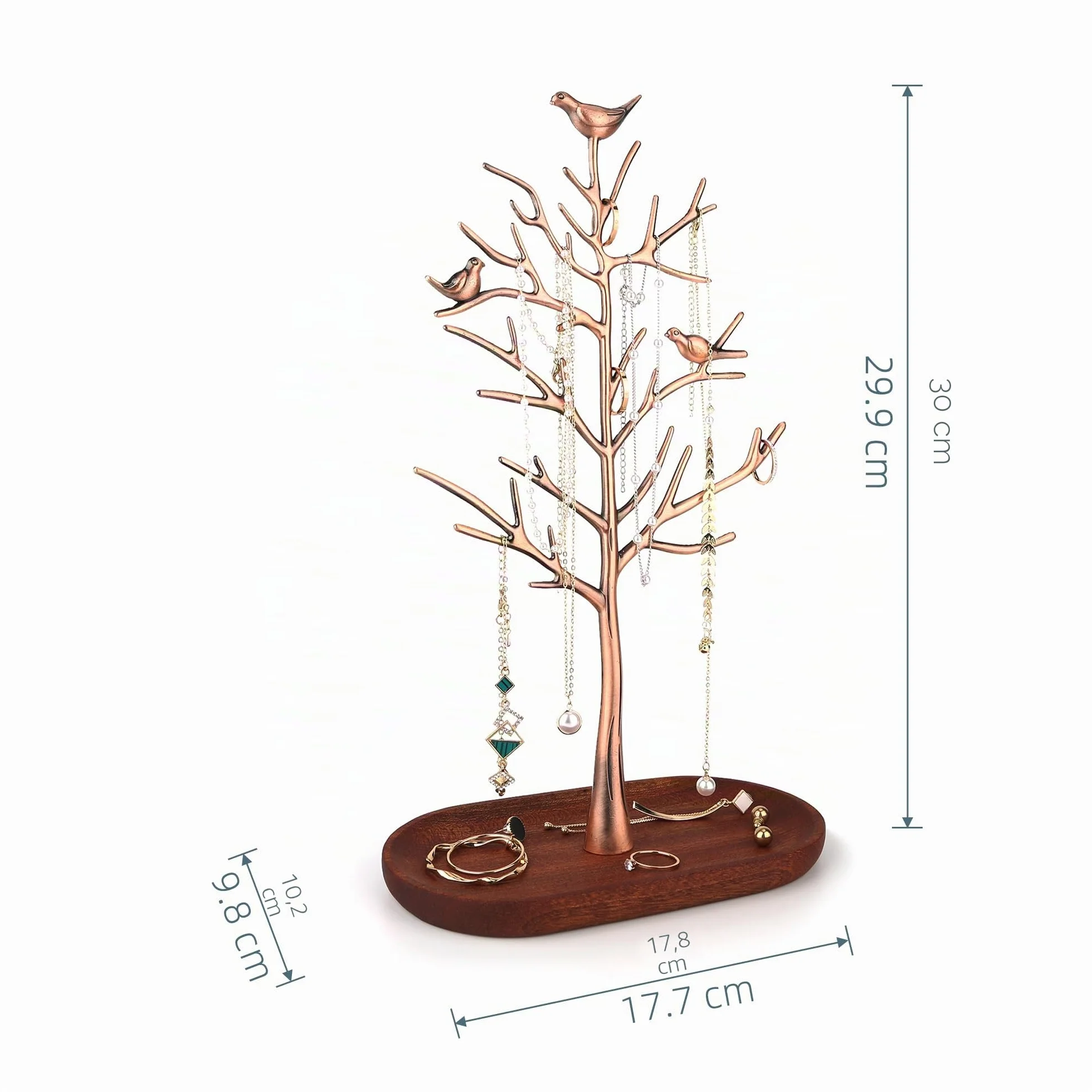 MORE&LESS Grand porte-bijoux en métal d'arbre pour bagues, boucles d'oreilles, colliers