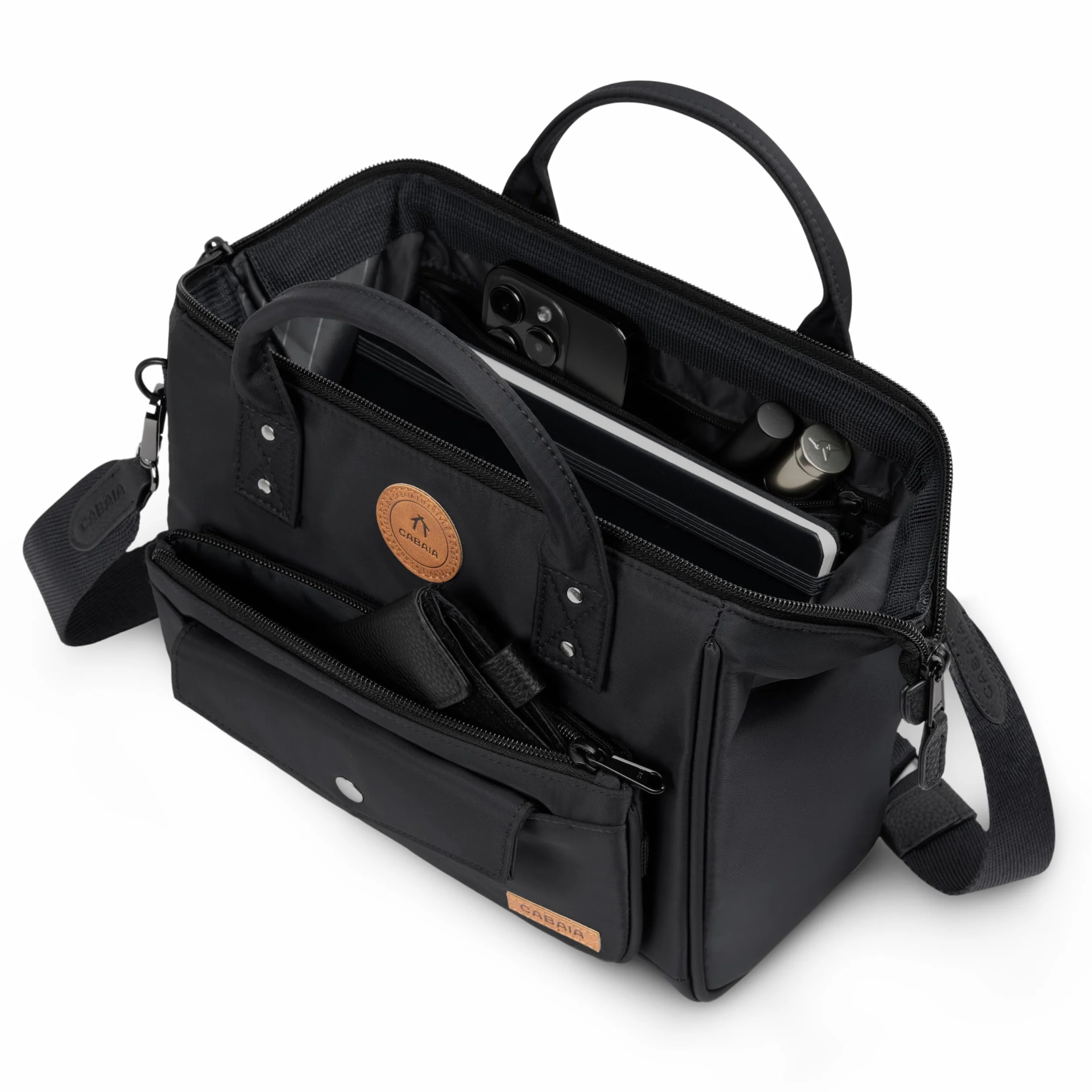 Cabaïa Sac Bandoulière Crossbody Adventurer Medium 5,8L Femme Bandoulière Réglable Ouverture Grand Angle Vegan Déperlant