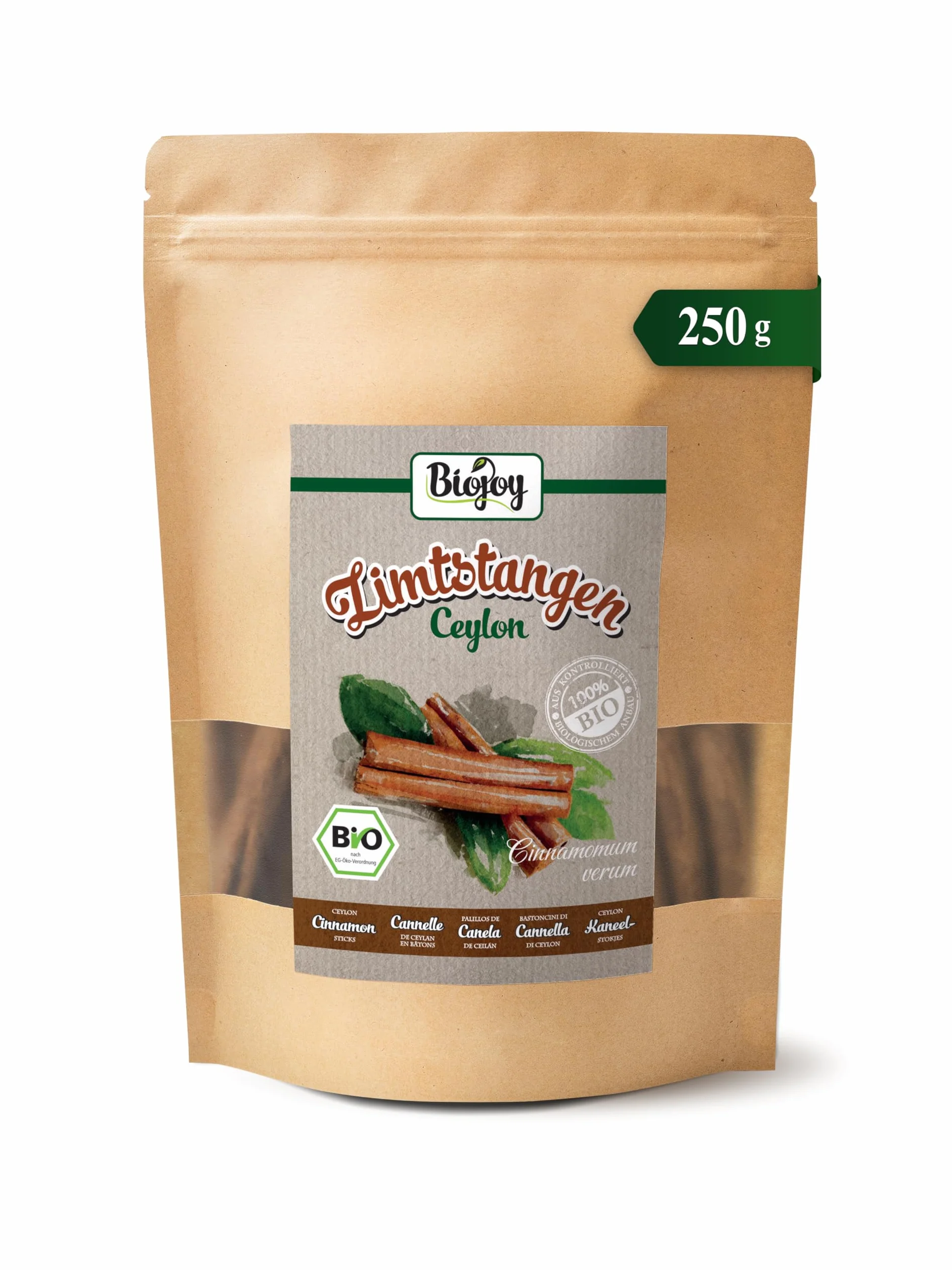 Biojoy Bâtons de cannelle de Ceylan BIO 8-12 cm (250 g), entiers, environ 50 morceaux