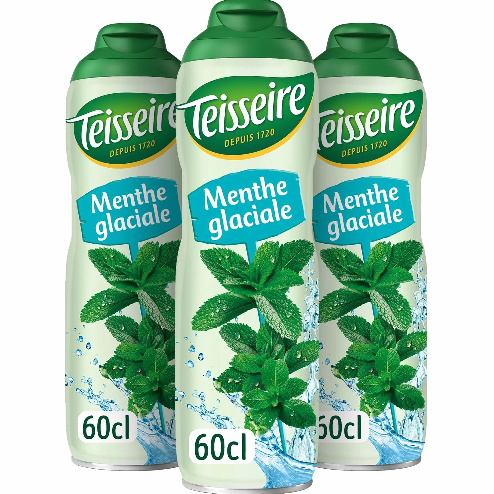 Teisseire Sirop de Menthe Glaciale pour Boisson Rafraîchissante, Cocktails, Bidon Recyclable (Pack de 3)