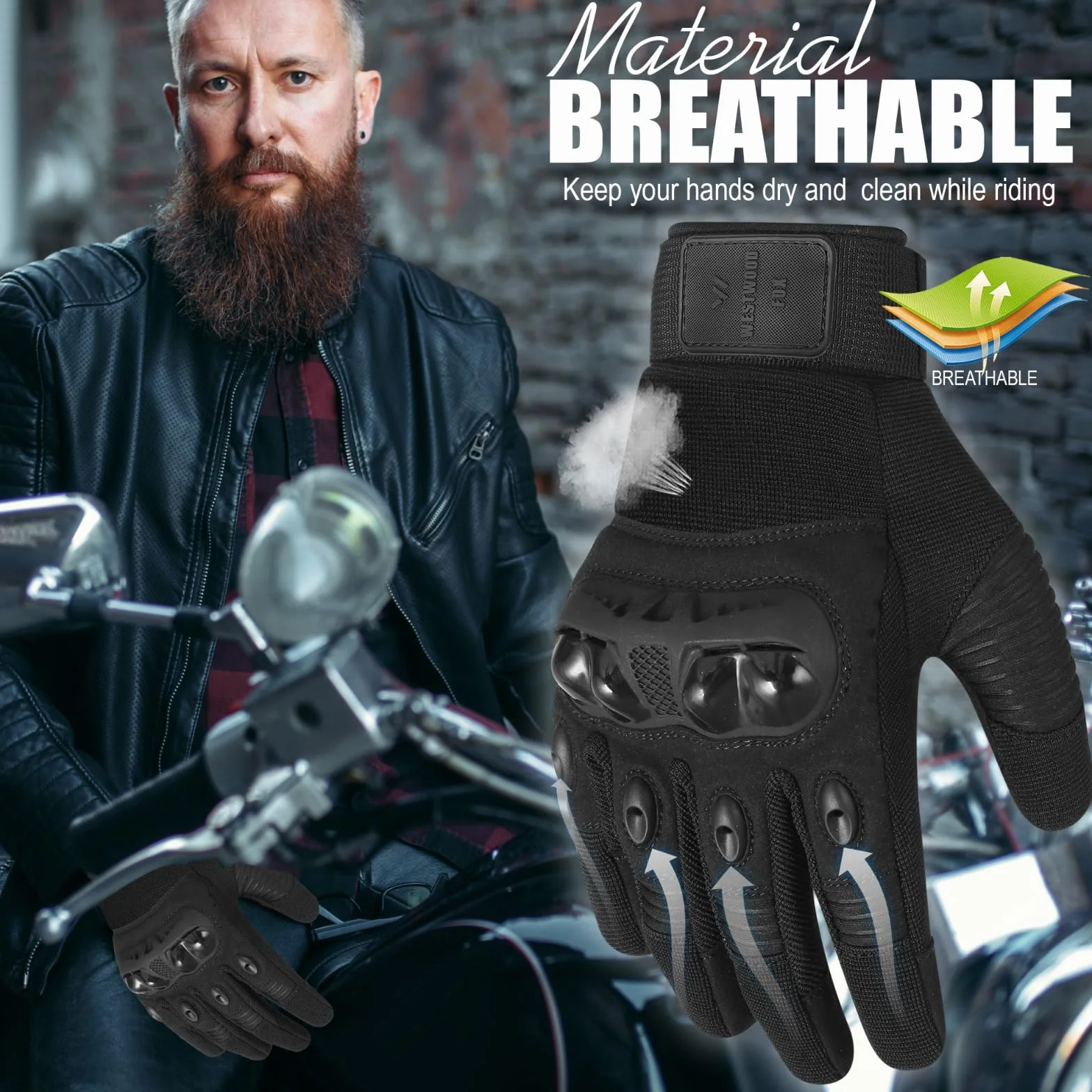 WESTWOOD FOX Gants de Moto Respirants à écran Tactile pour Hommes et Femmes