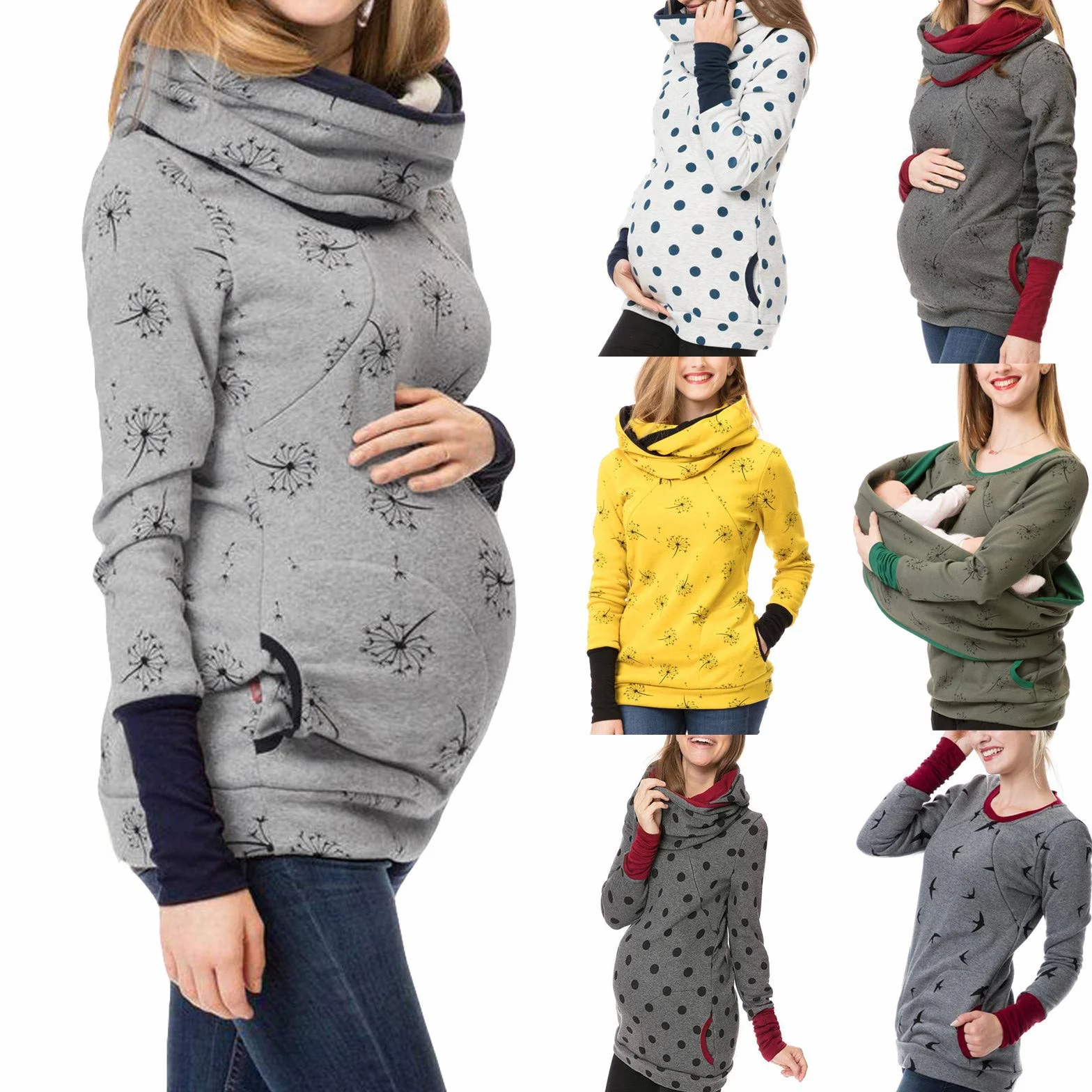 Vêtements de maternité été pour femmes enceintes pull allaitement capuche