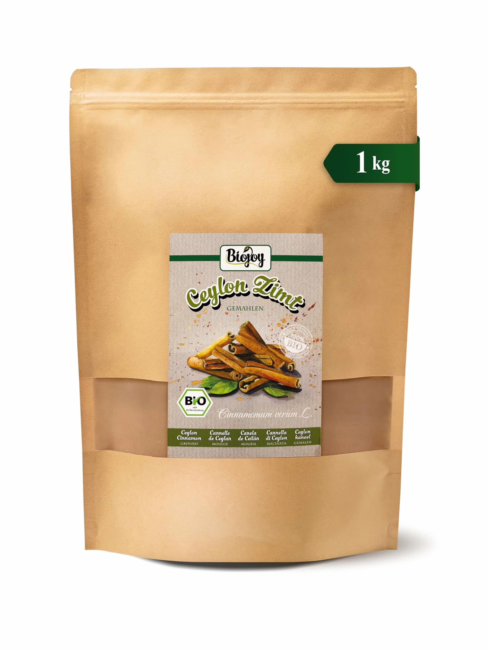 Biojoy Cannelle de Ceylan BIO en poudre (1 kg), sans additifs (Cinnamomum verum L.)
