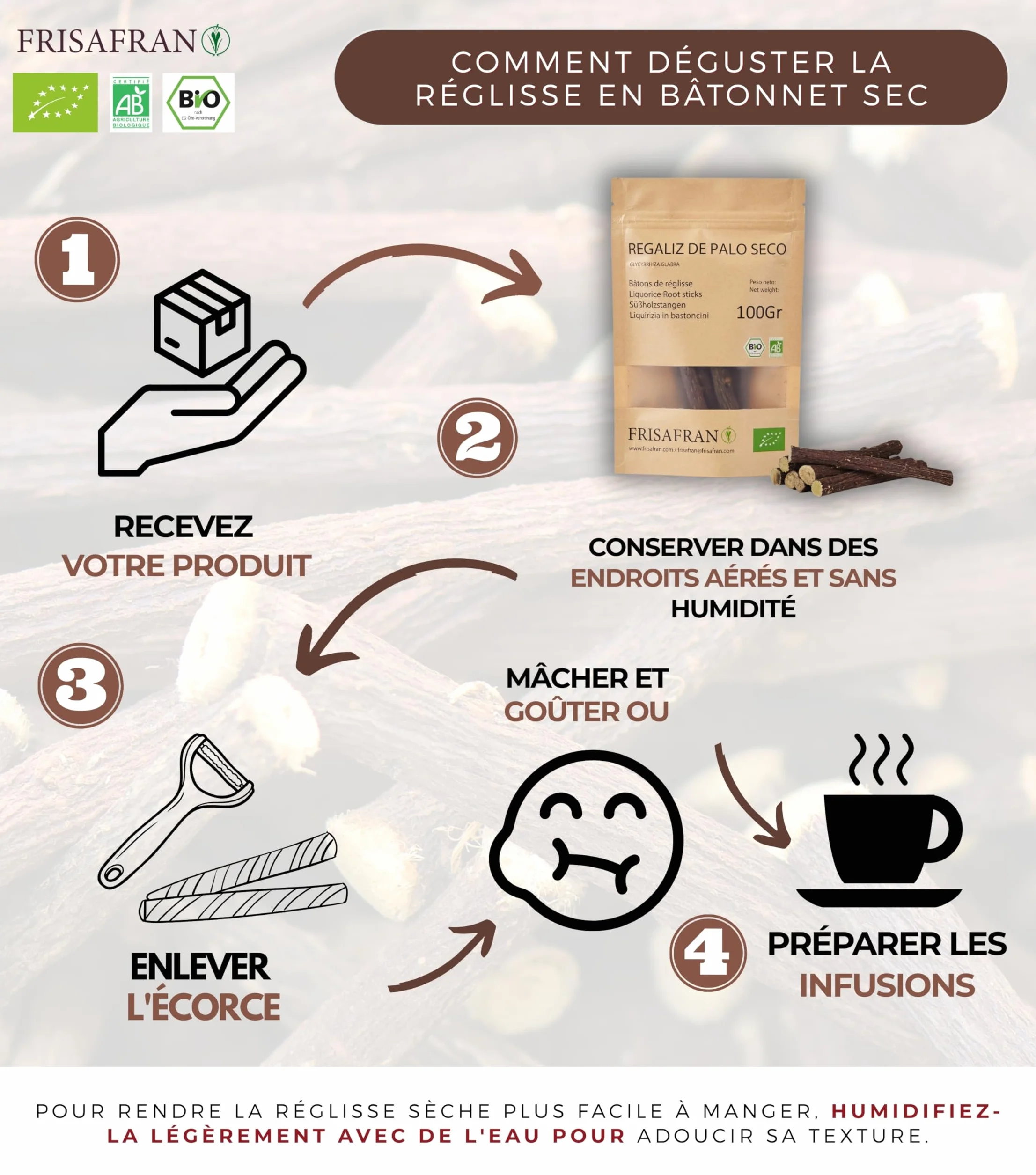 FRISAFRAN Bâton de réglisse BIO 50g Espagne Réglisse