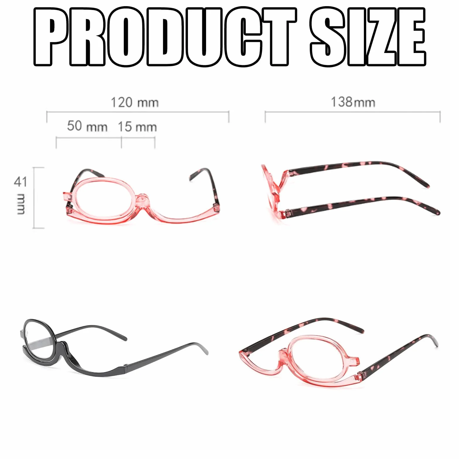 Lunettes De Maquillage Grossissantes Rotatives YNR +2.5 +3.5 Pour Femme