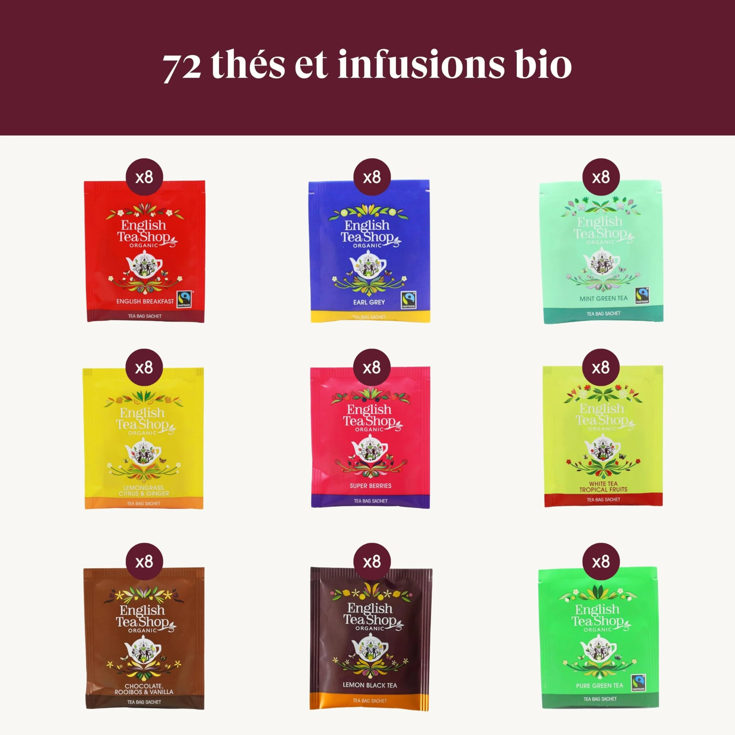English Tea Shop - Coffret thés et infusions - Collection Luxury - 72 sachets de thés bio dans une belle boite à thé en métal - 9 mélanges de thés - Coffret cadeau thé à offrir