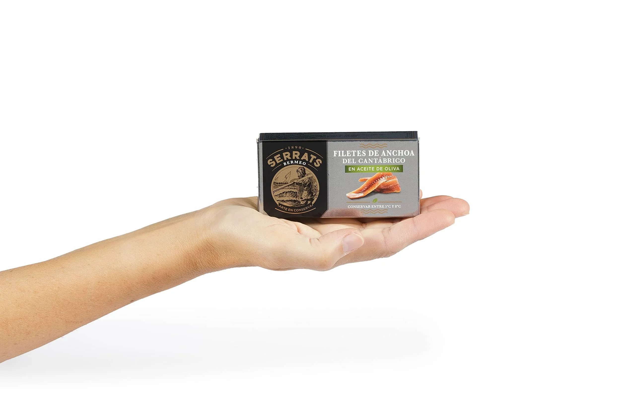 CONSERVAS SERRATS - Anchois de Cantabrique à l'Huile d'Olive - 6 Boîtes x 50g (Total : 600g) - Fabrication Artisanale, 100% Naturel, Sans Arêtes, Gourmet, Riche en Oméga 3