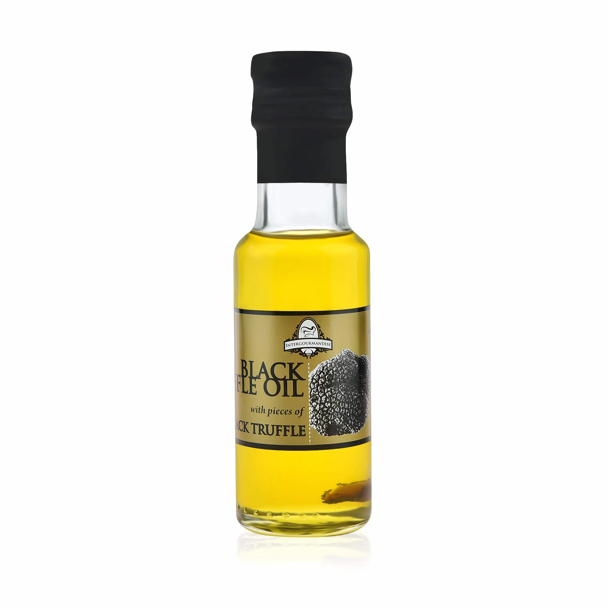 Huile d'Olive à la Truffe Noire | InterGourmandise | 100 ml | avec Truffe en morceaux