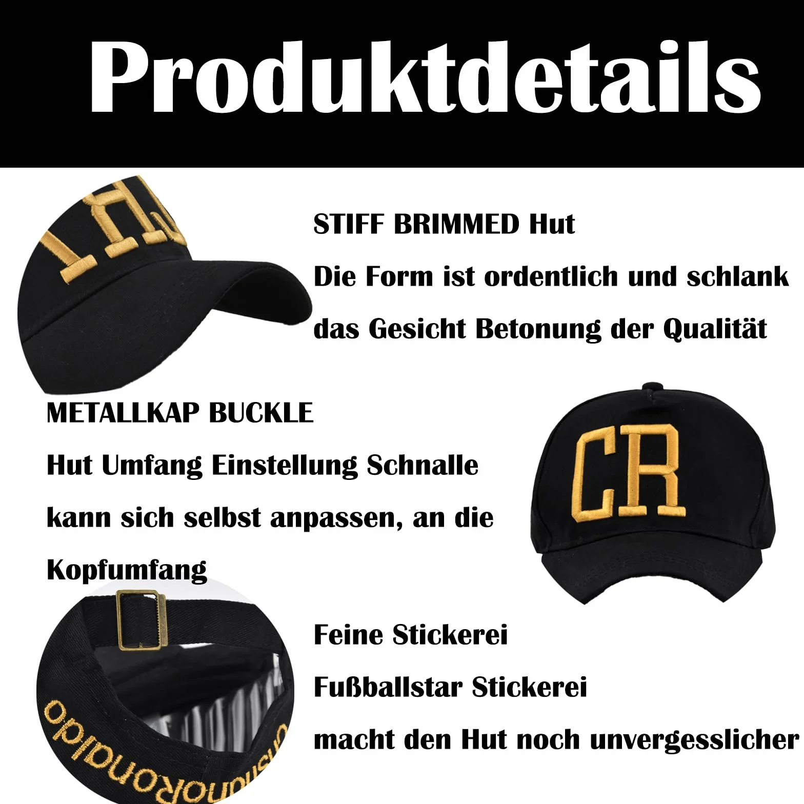 Casquette de baseball réglable Ronaldo pour enfants garçons 54-60 cm