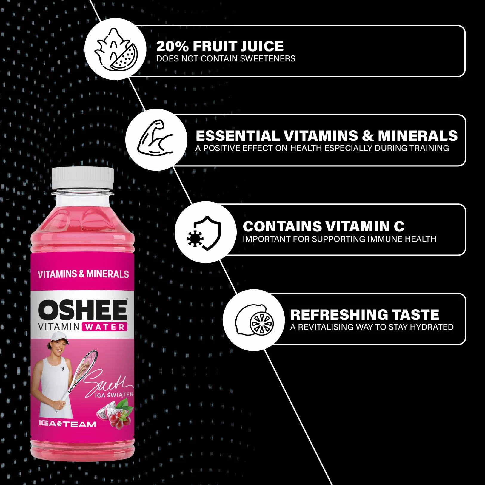 Oshee Vitamine Water - Saveur raisin rouge et fruit du dragon - 555 ml (lot de 6)