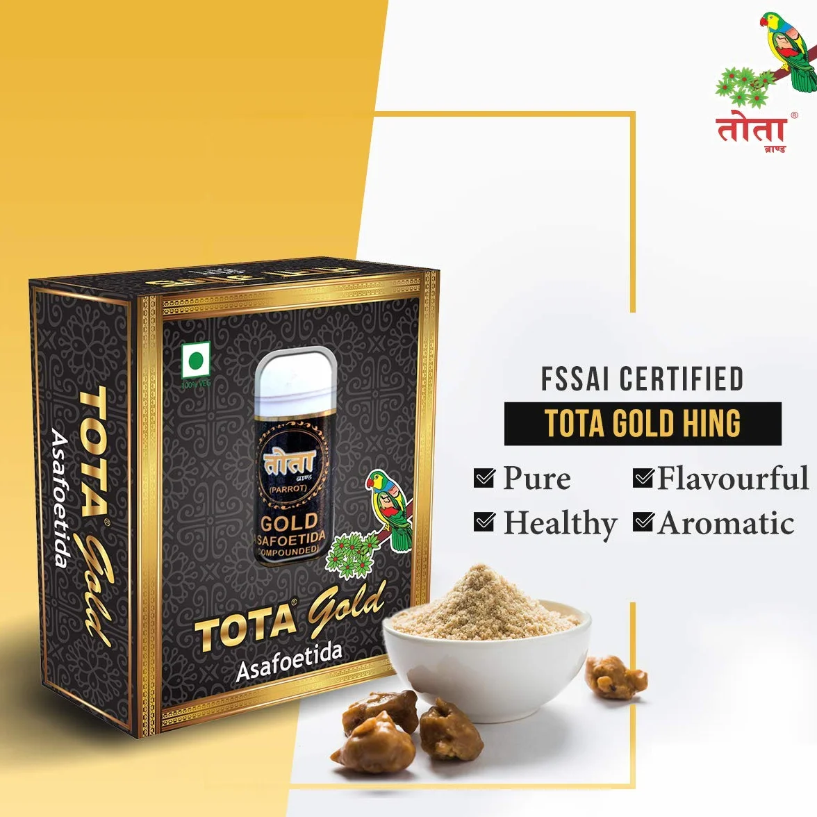Tota Heeng Pure Lot de 2 cristaux dorés 100 % purs 14 g