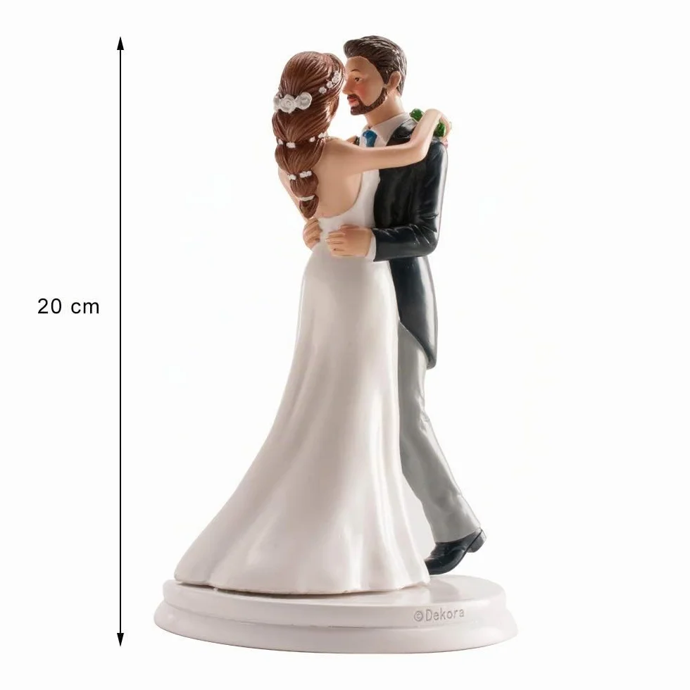 dekora – Figurine gâteau de mariage «Couple Marié Dansant » 16 cm – Décoration de Gâteau de mariage en Résine – Design Original et Détaillé – Cake topper Apte au Contact Alimentaire