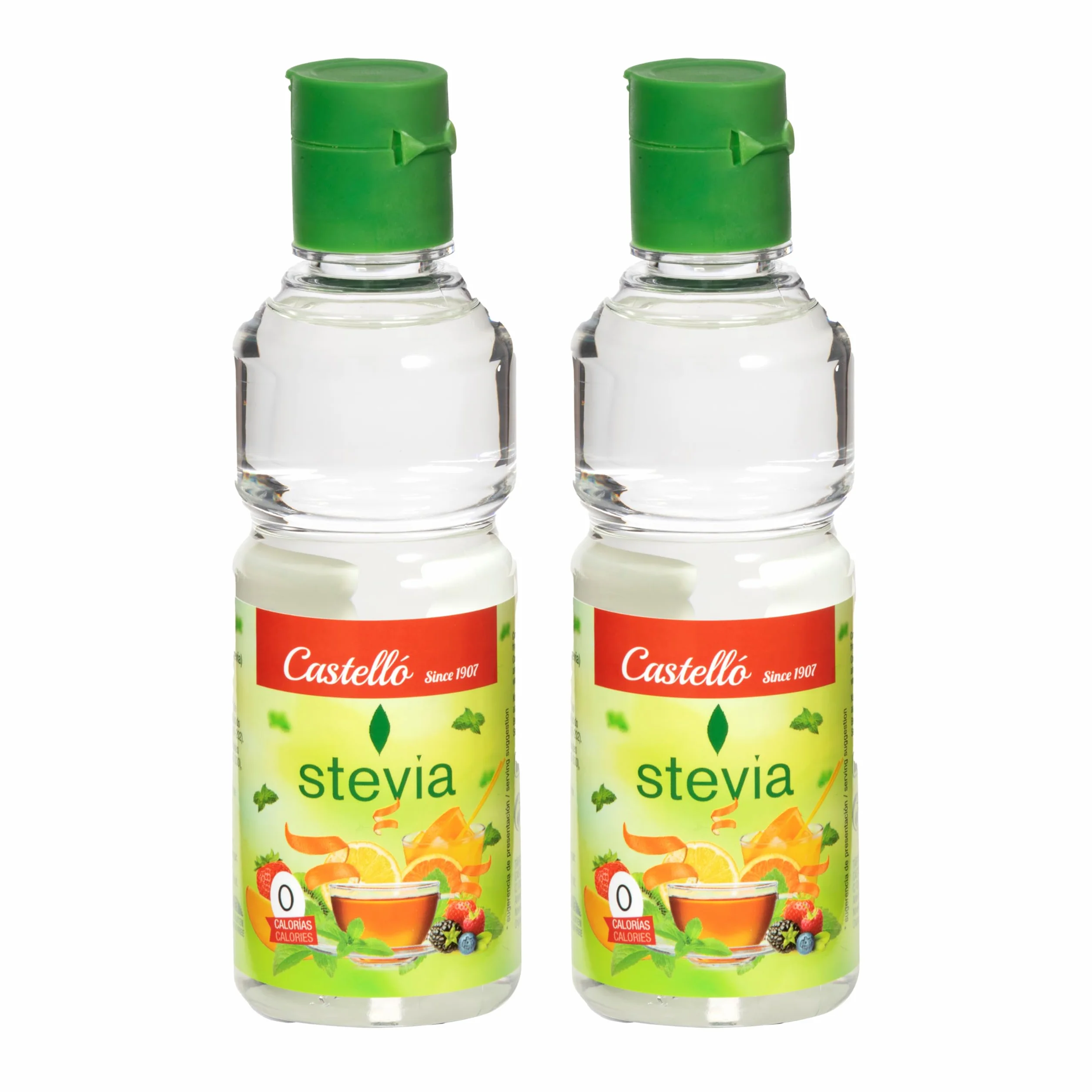 Castello since 1907 Stévia Liquide 2x125ml | 750 doses | 750 doses, 10 gouttes = 1 c.à.c de sucre, 0 Calorie - 0 Indice Glycémique - 0 Glucides nets, Keto, Végan