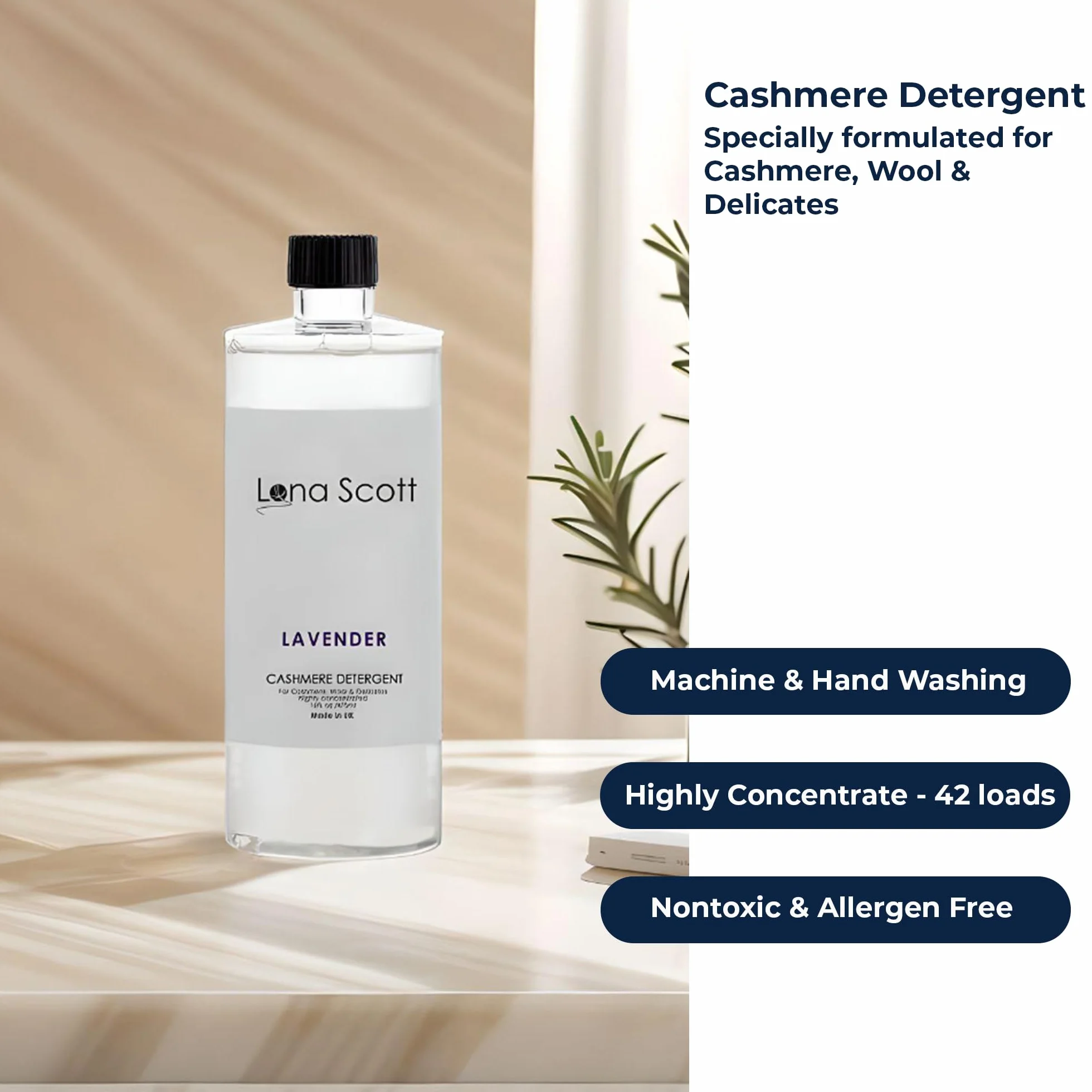Lona Scott Shampoing détergent pour Cachemire, Laine et produits délicats, Fabriqué en Angleterre, Inodore