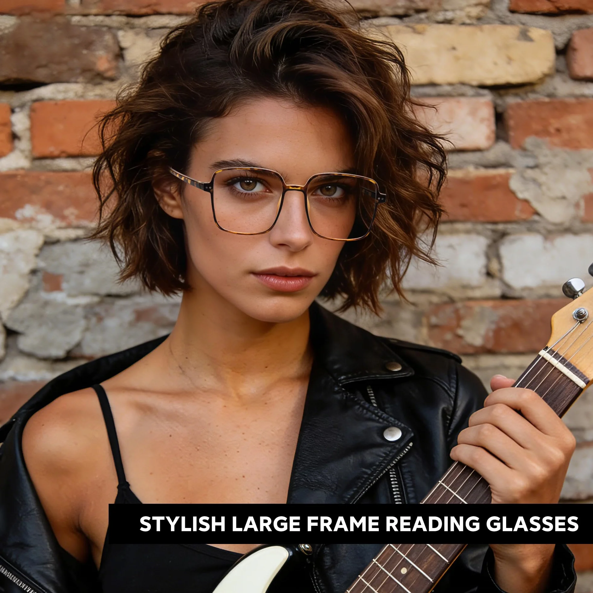 Lunettes de Lecture Oversize Femmes, Grande Taille Carré Anti Lumière Bleue